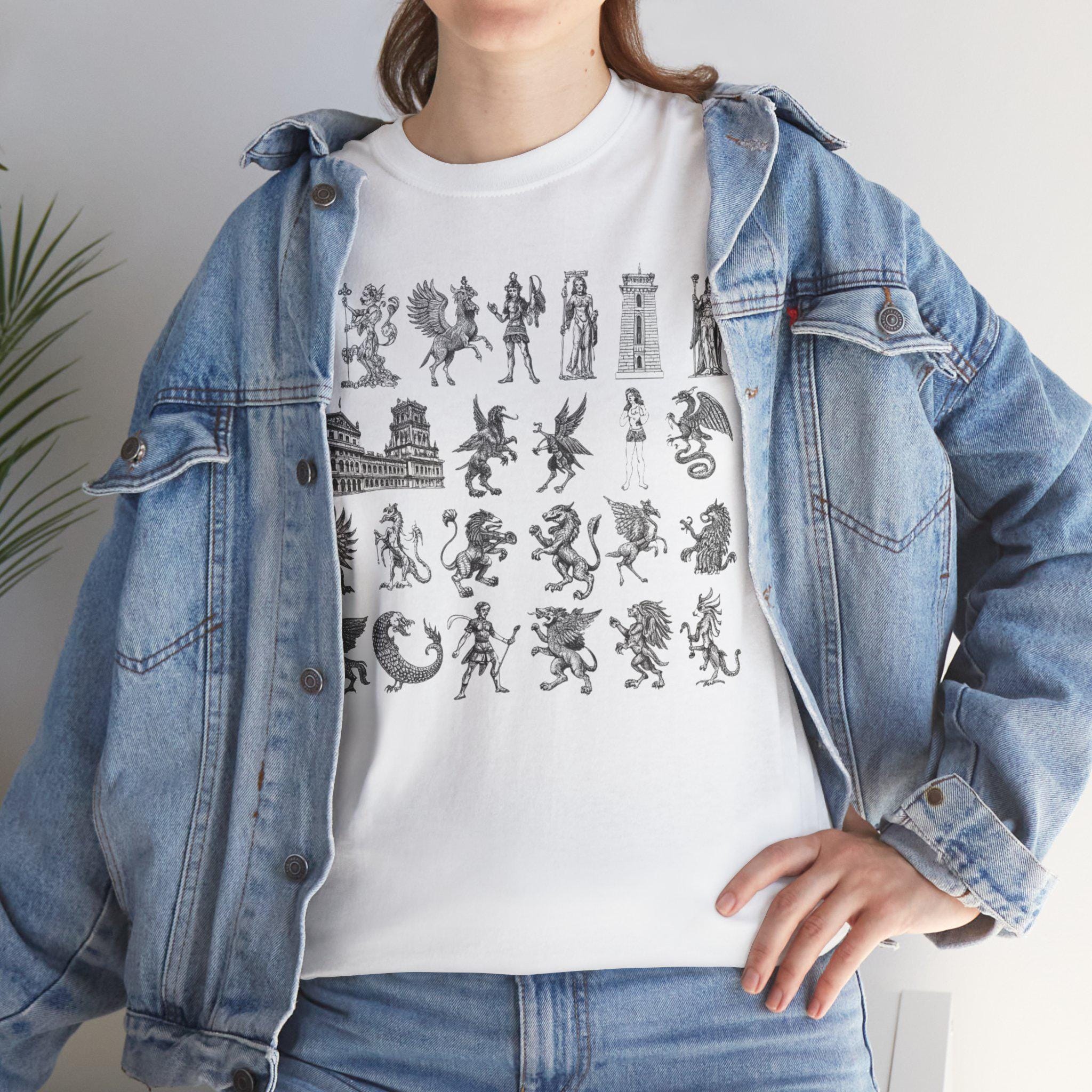 Mythical Creatures Graphic Tee: Medieval Dragon Fantasy Art