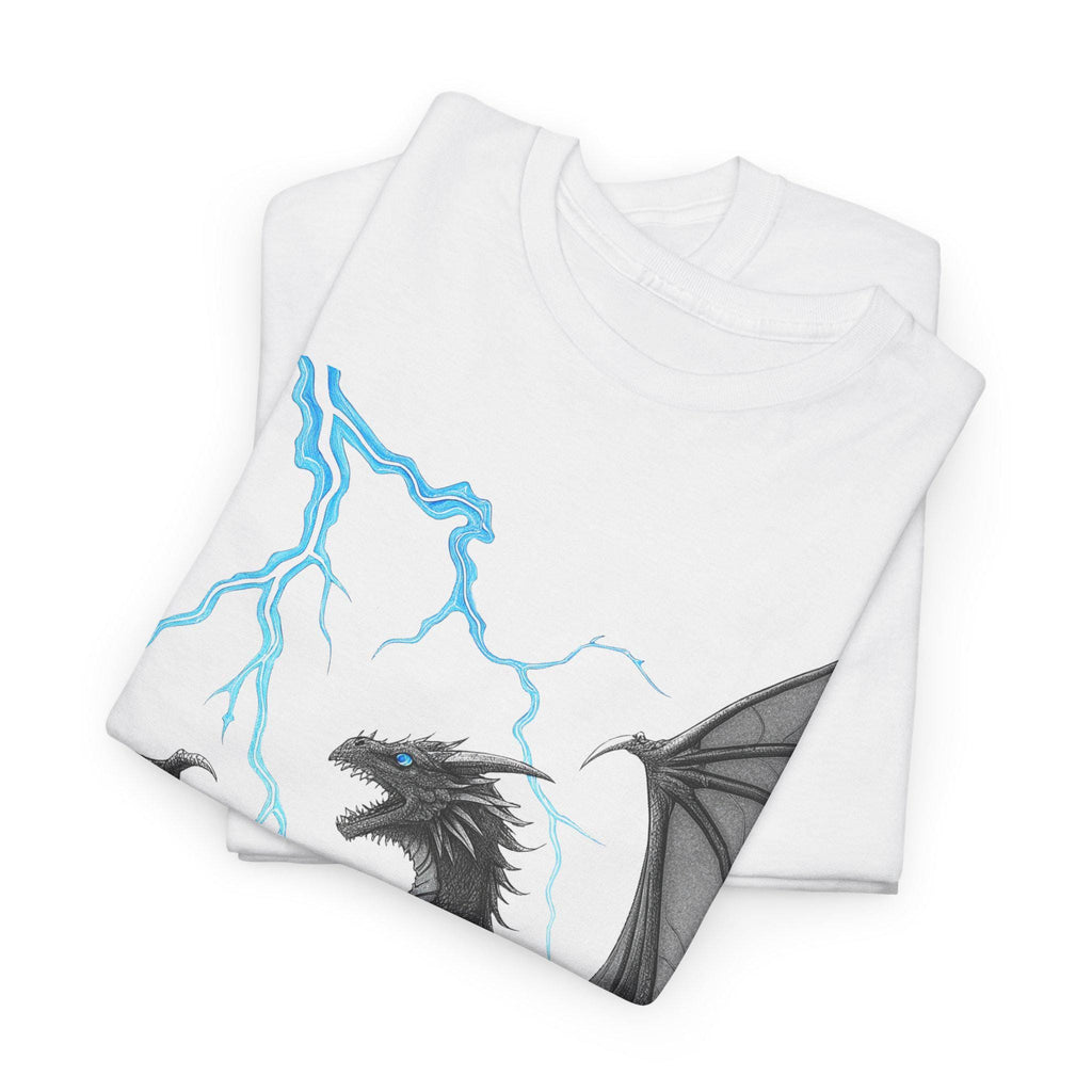 Dragon Lightning Graphic Tee: Hand-Drawn Fantasy Art, Unisex T-Shirt