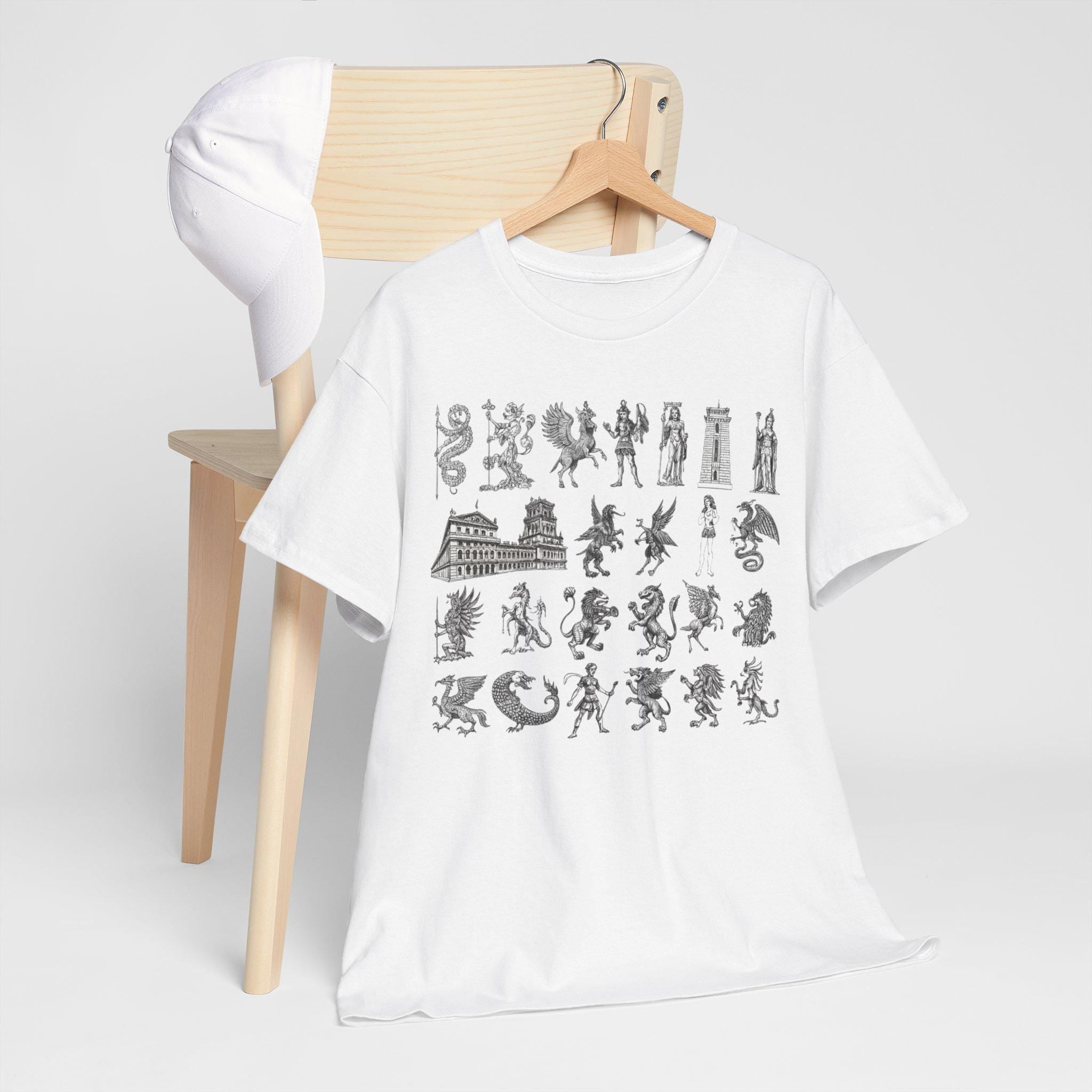 Mythical Creatures Graphic Tee: Medieval Dragon Fantasy Art