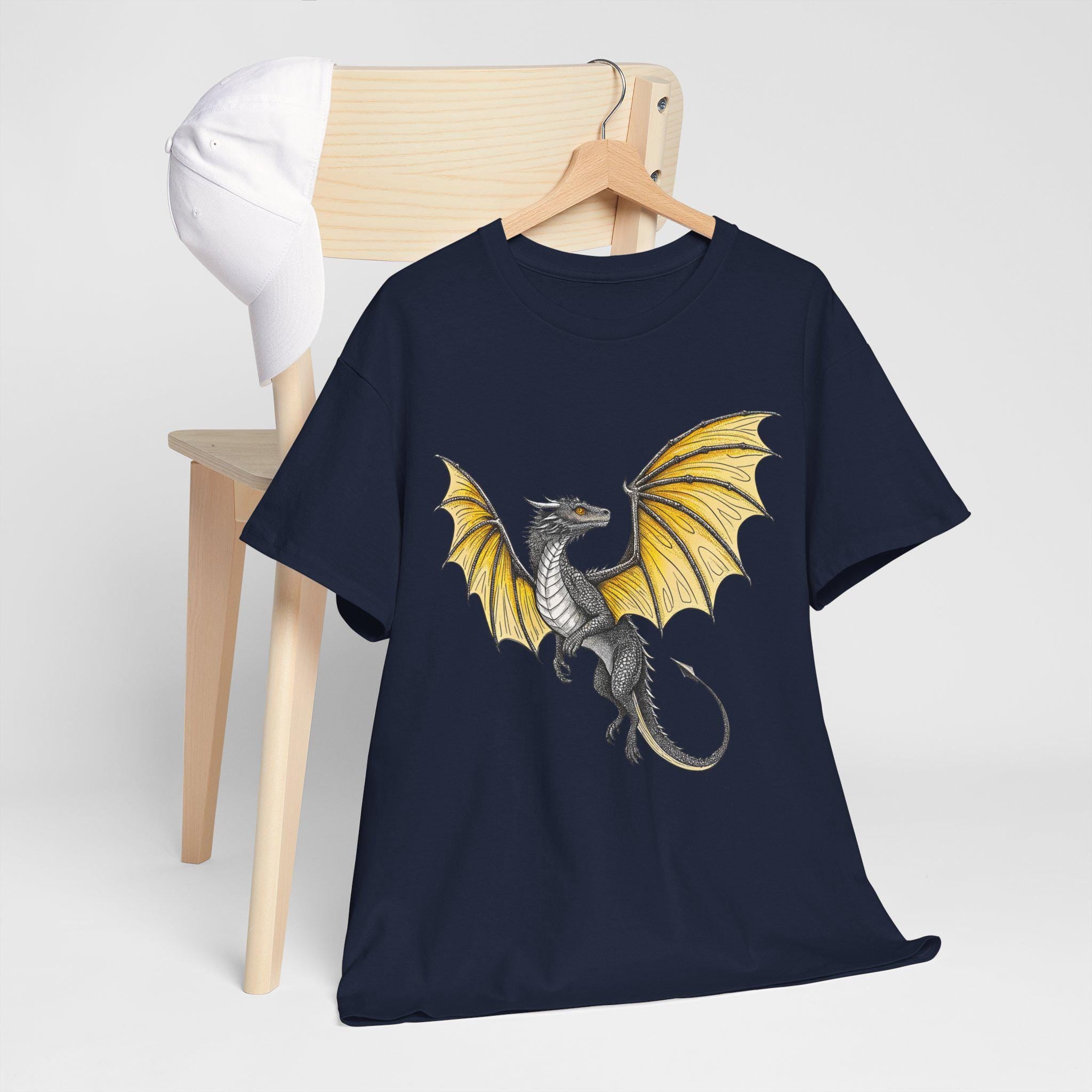 Yellow Dragon Graphic Tee: Medieval Fantasy Unisex T-Shirt