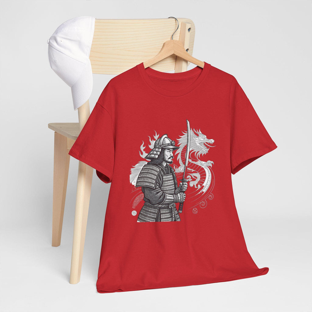 Samurai Dragon Graphic Tee: Hand-Drawn Japanese Warrior Shirt