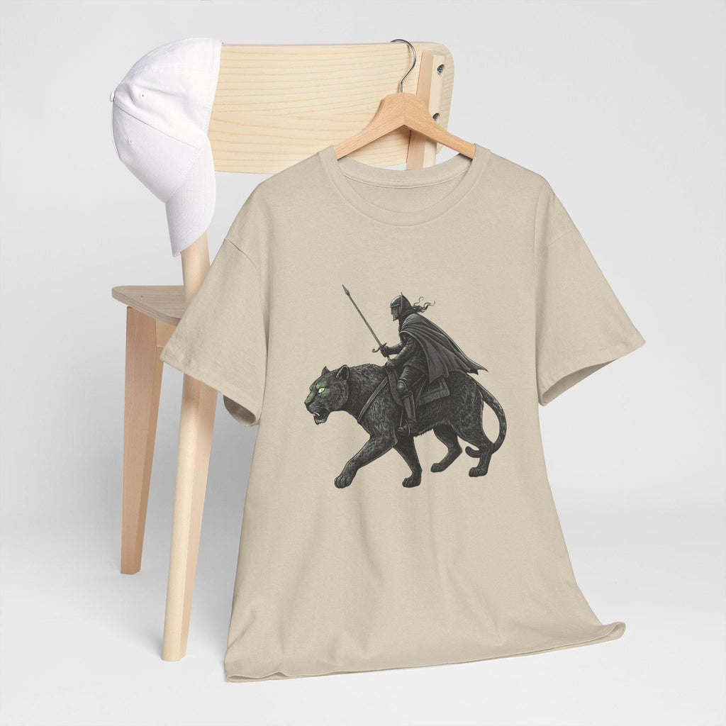 Black Panther Knight T-Shirt: Hand-Drawn Medieval Fantasy Graphic Tee