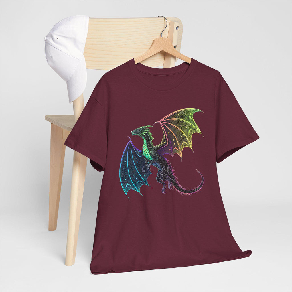 Cosmic Neon Dragon T-Shirt: Castlecore Medieval Fantasy Tee
