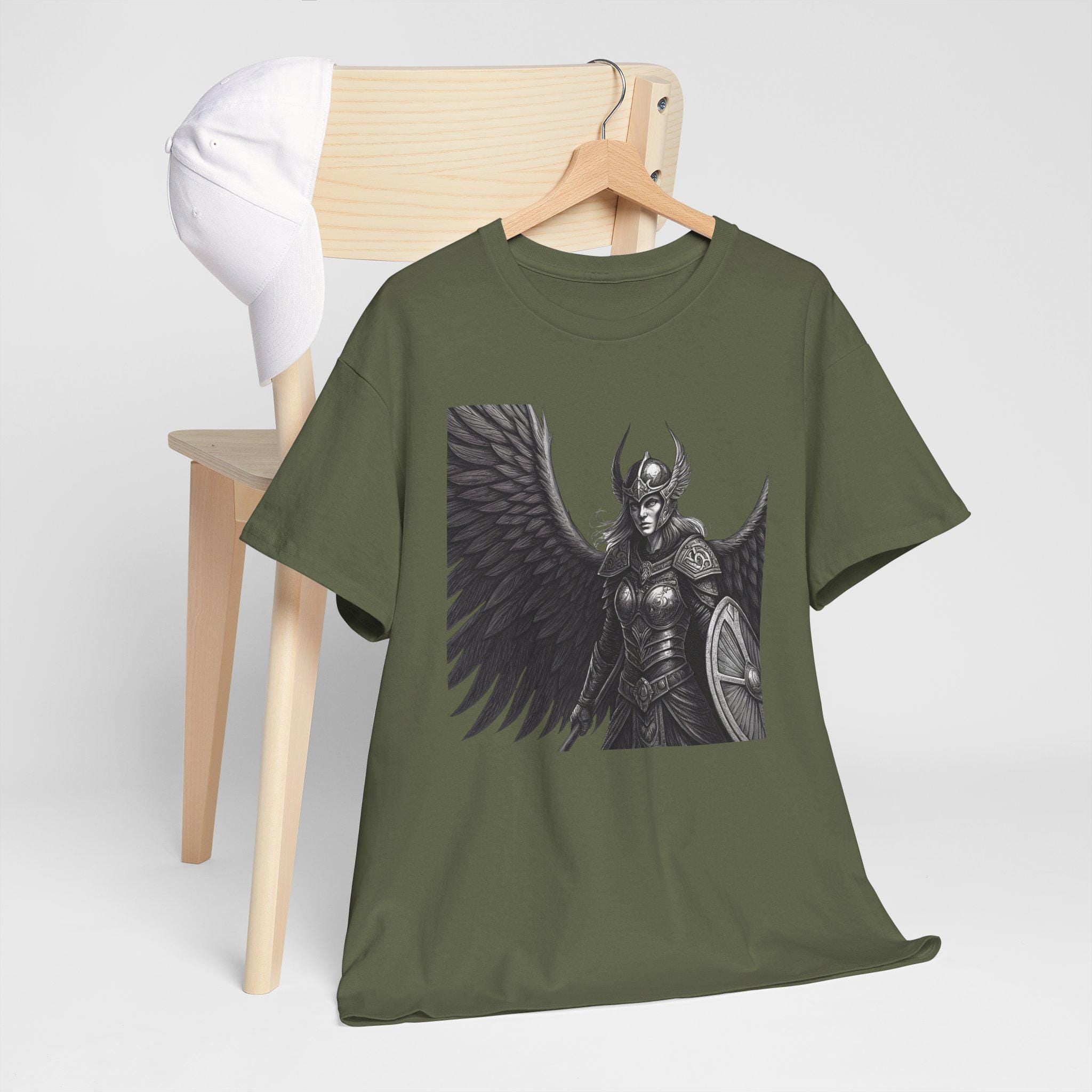 Dark Gothic Valkyrie T-Shirt: Hand-Drawn Medieval Fantasy Tee