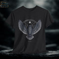 Crowned Owl Graphic T-Shirt: Fantasy Bird Design, White Ink Print