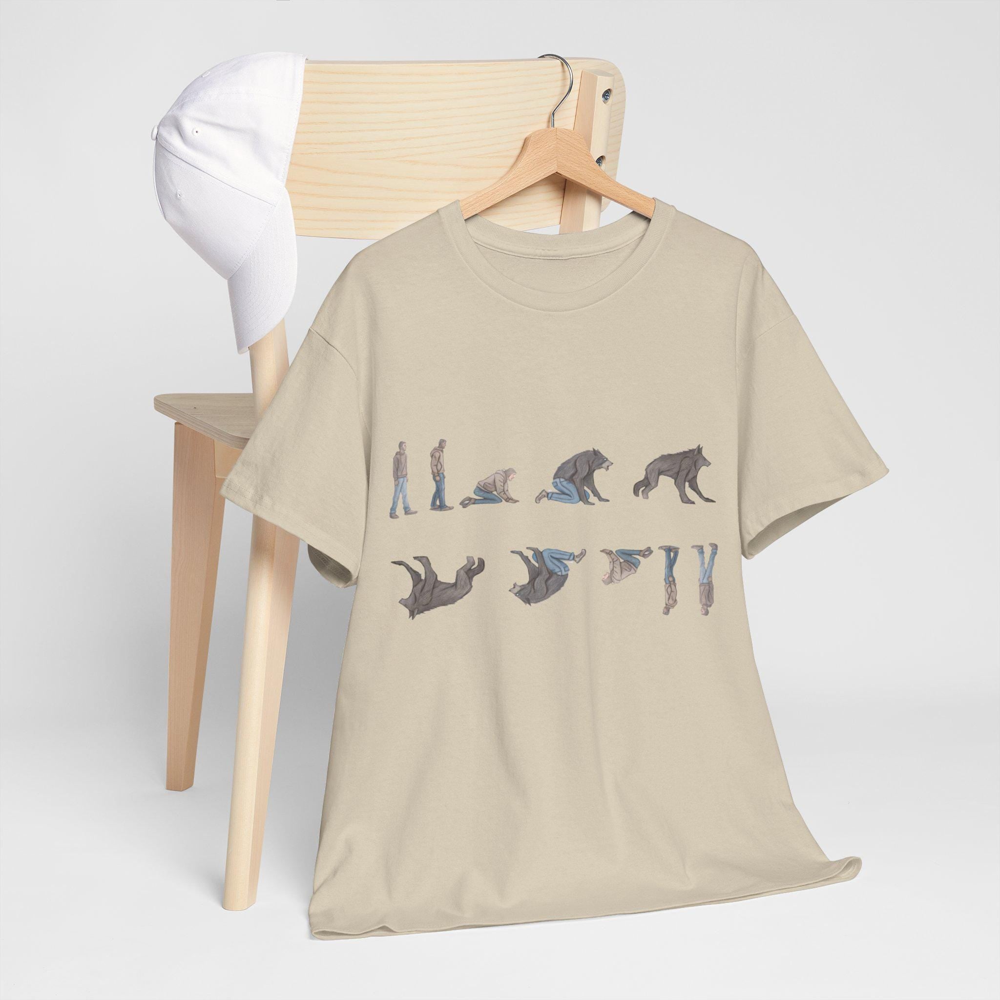 Werewolf Transformation Graphic Tee: Hand-Drawn Halloween Unisex Top
