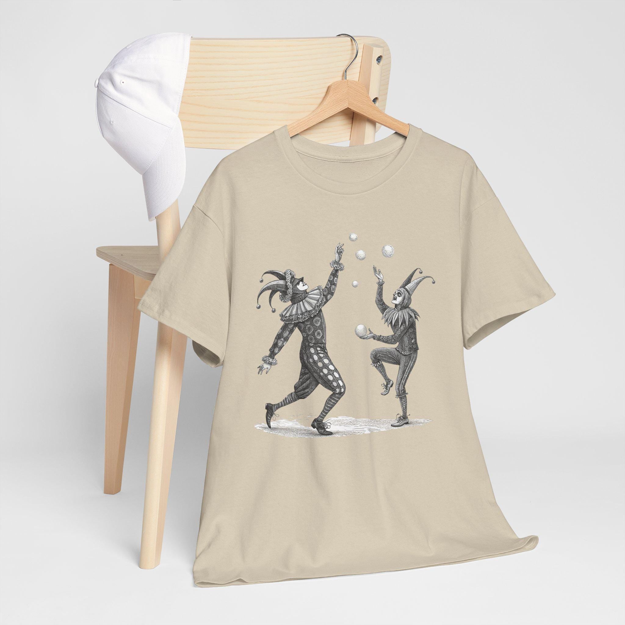 Juggling Jesters Gothic Tee: Medieval Castlecore Graphic T-Shirt