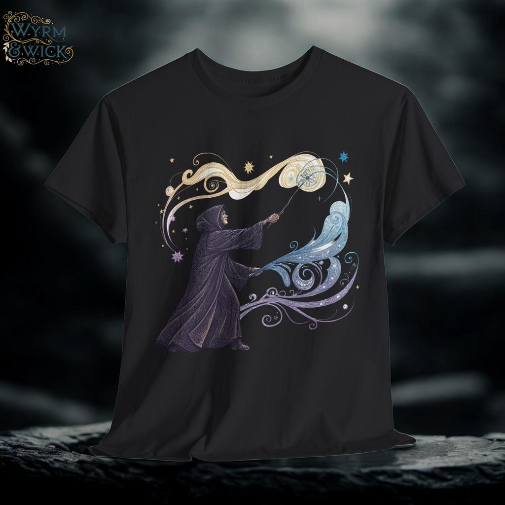 Cloaked Spellweaver T-Shirt: Hand-Drawn Fantasy Graphic Tee