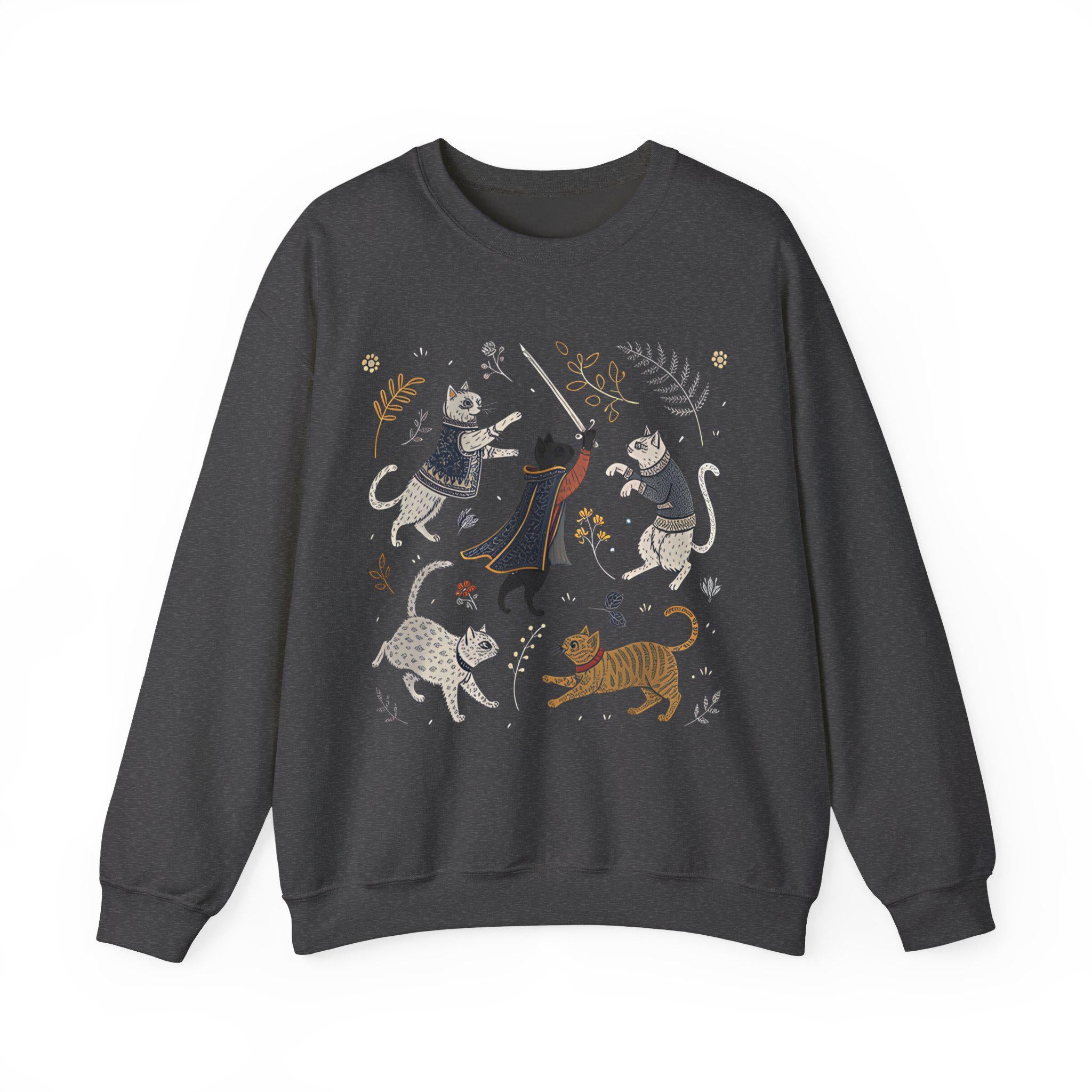 Castlecore Cats Crewneck Sweatshirt | Medieval Graphic