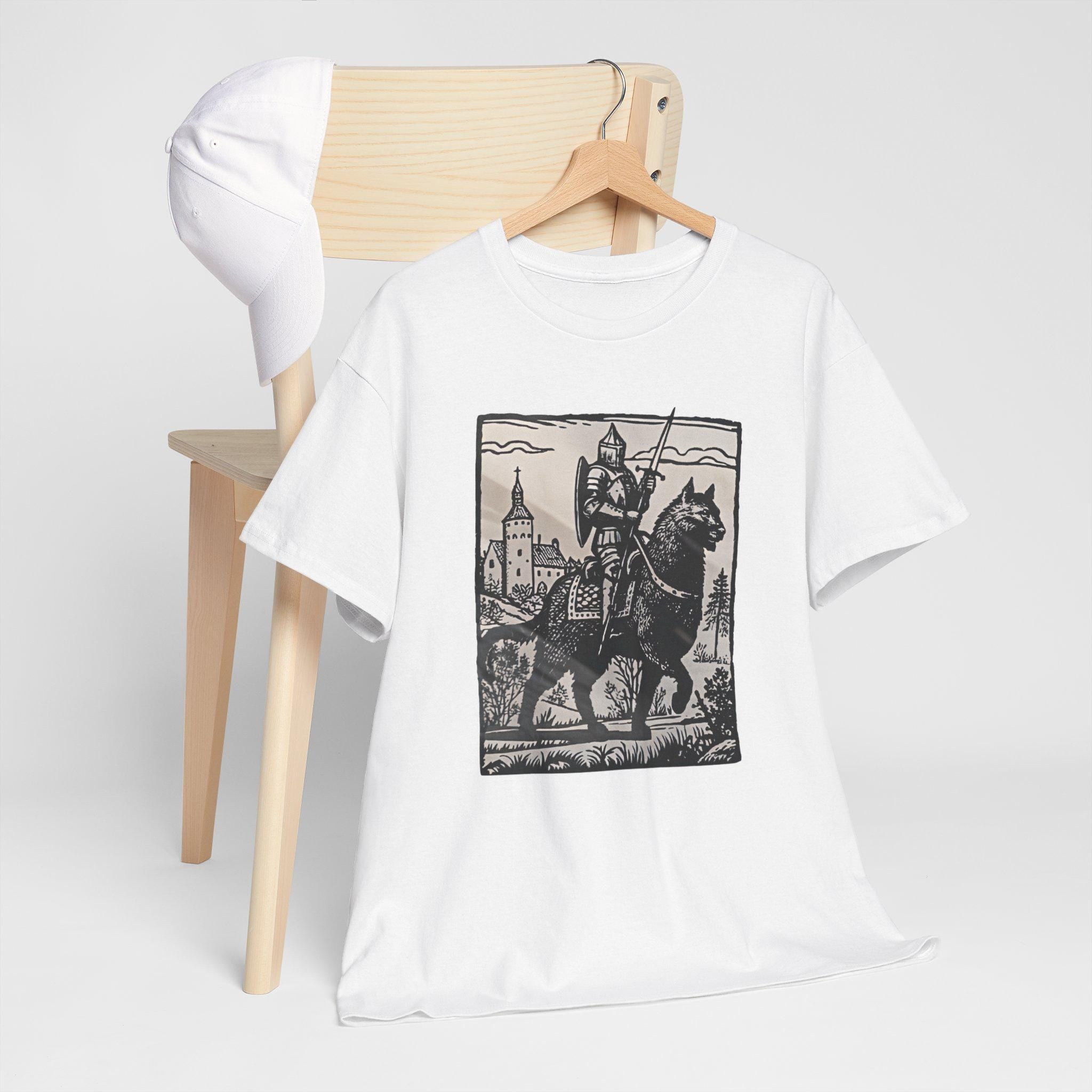Knight Riding Cat T-Shirt: Castlecore Medieval Graphic Tee