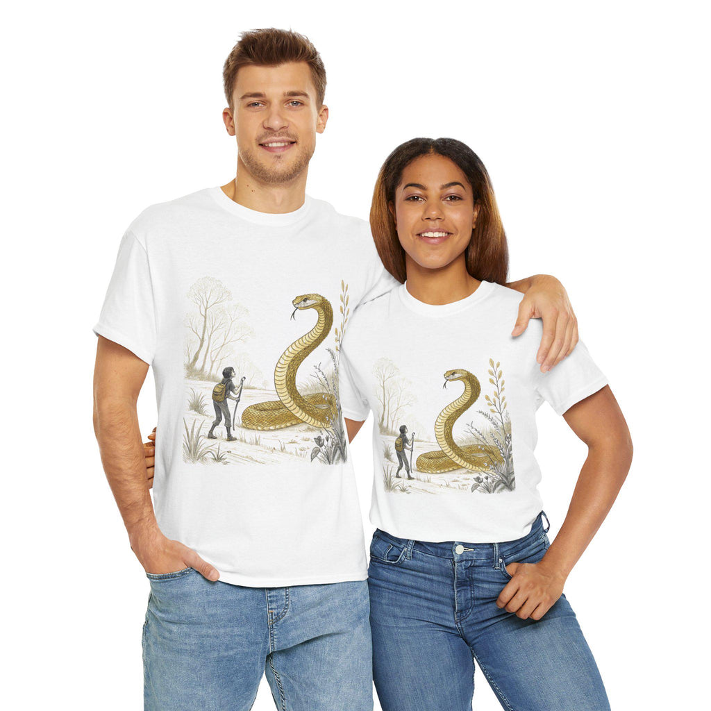 Golden Naga Snake Graphic Tee: Mystical Fantasy Serpent Shirt