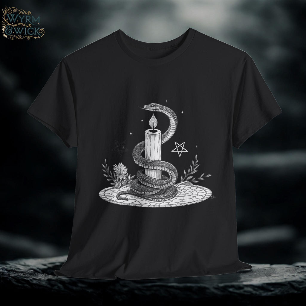 Mythical Serpent Graphic Tee: Hand-Drawn Fantasy Snake Shirt