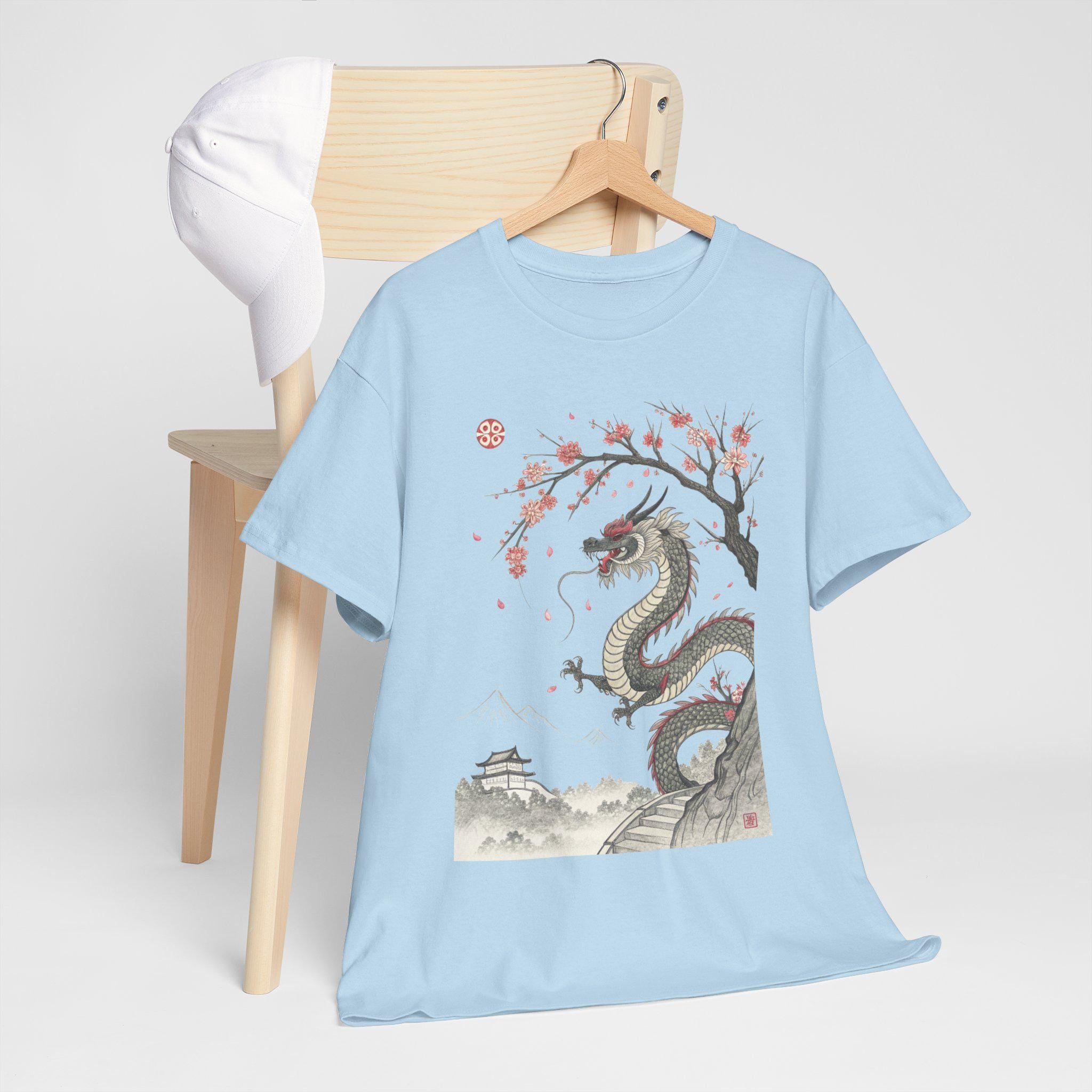 Vintage Japanese Dragon Graphic Tee: Retro Fantasy Shirt