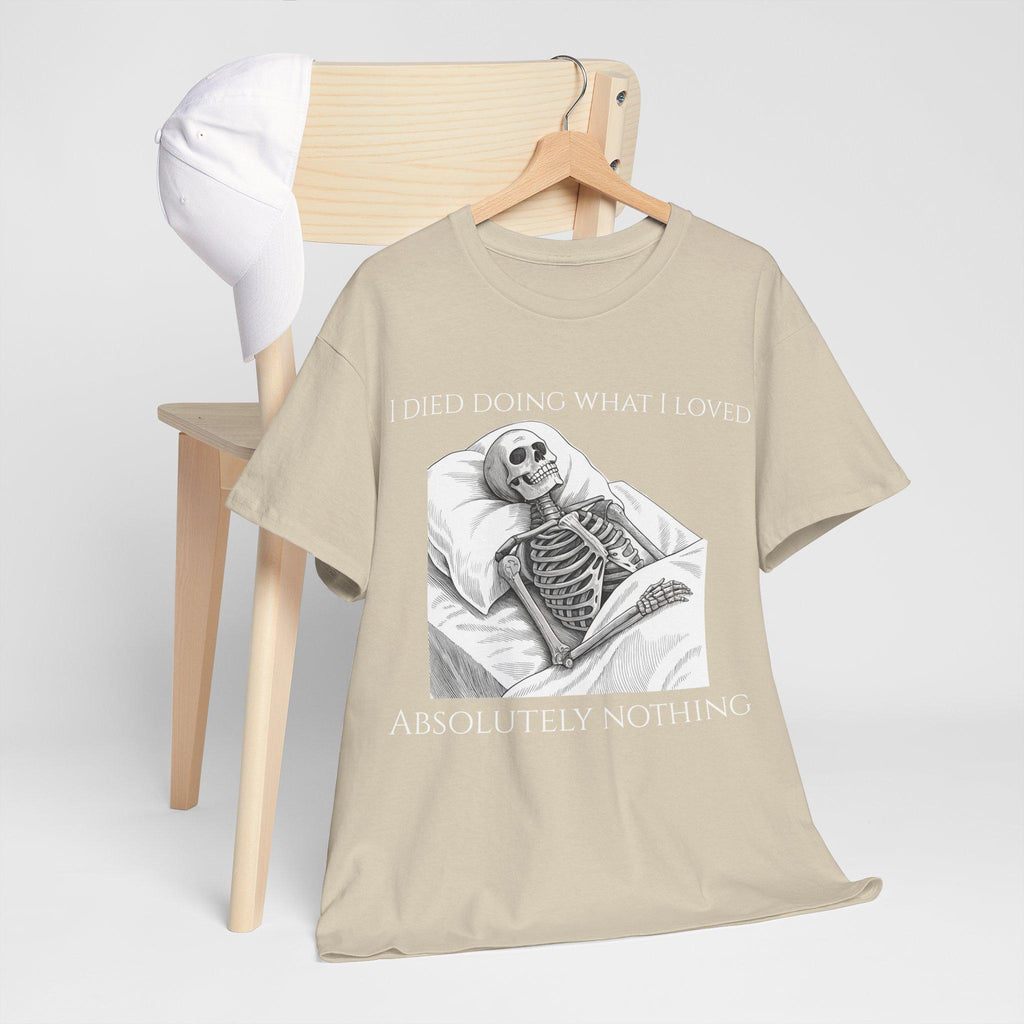 Funny Gothic Skeleton Graphic T-Shirt: Dark Humor Novelty Tee