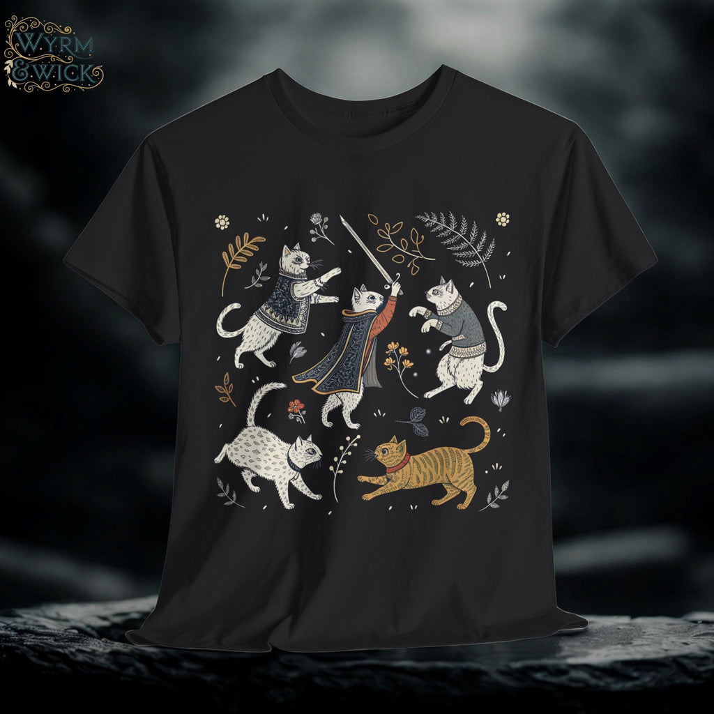 Medieval Cats Graphic Tee: Fantasy Renaissance T-Shirt