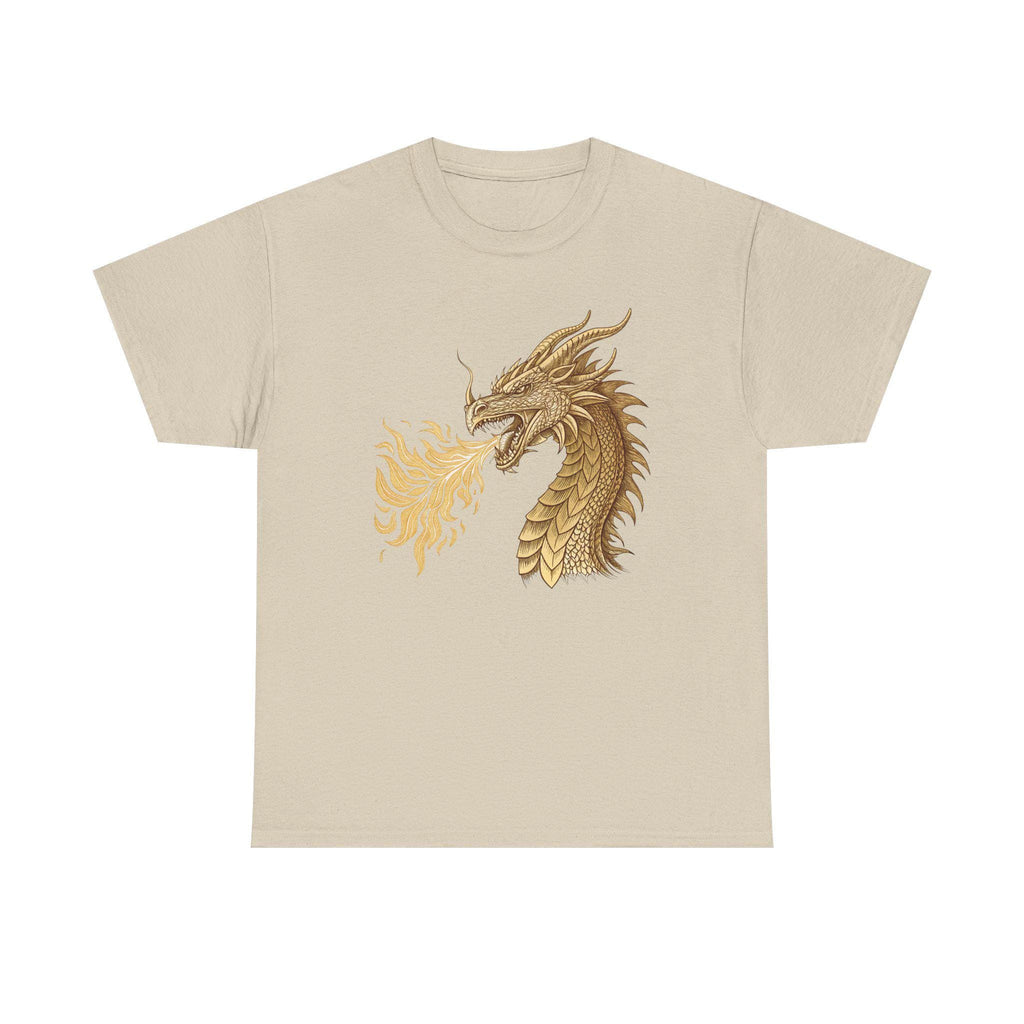 Golden Dragon Head Graphic Tee: Medieval Gothic Fantasy Shirt