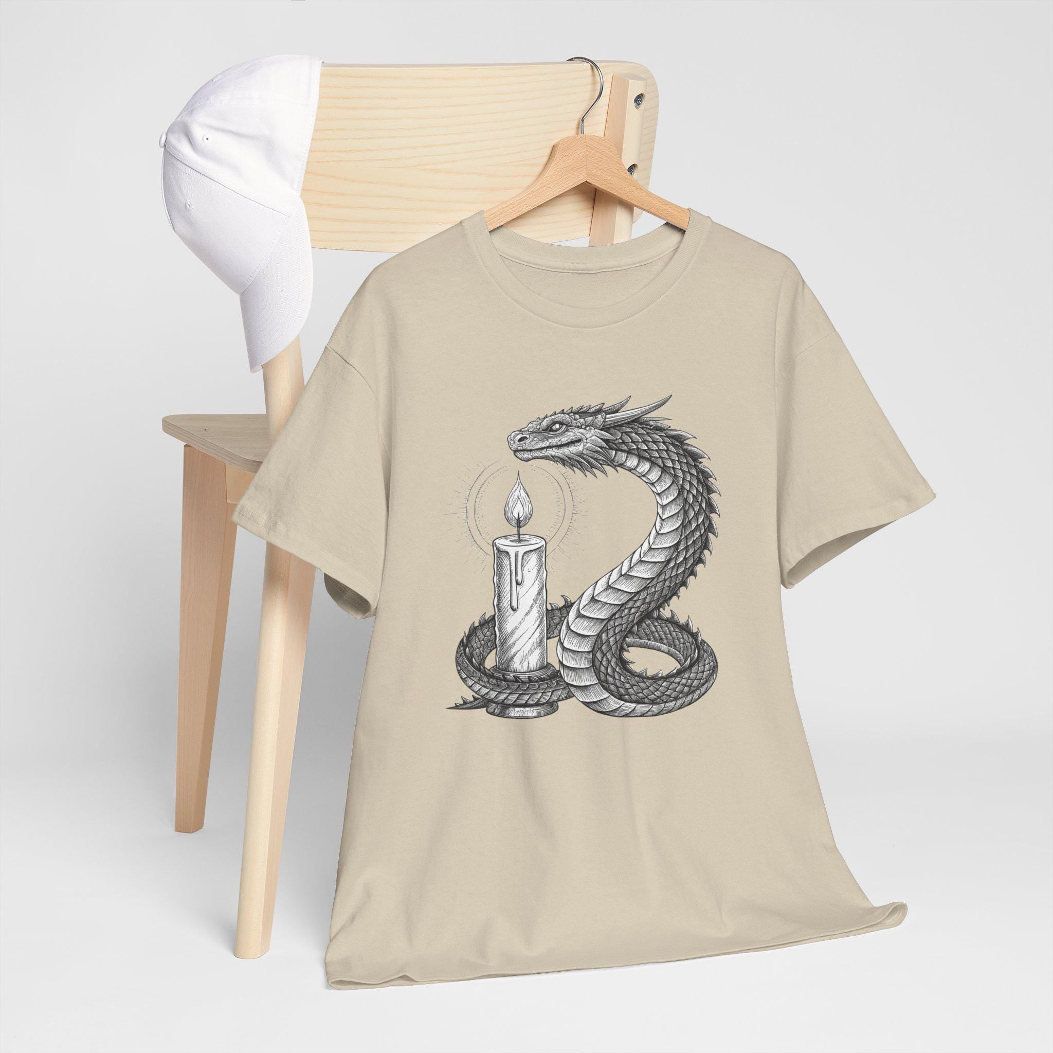 Medieval Dragon Graphic Tee: Hand-Drawn Fantasy T-Shirt