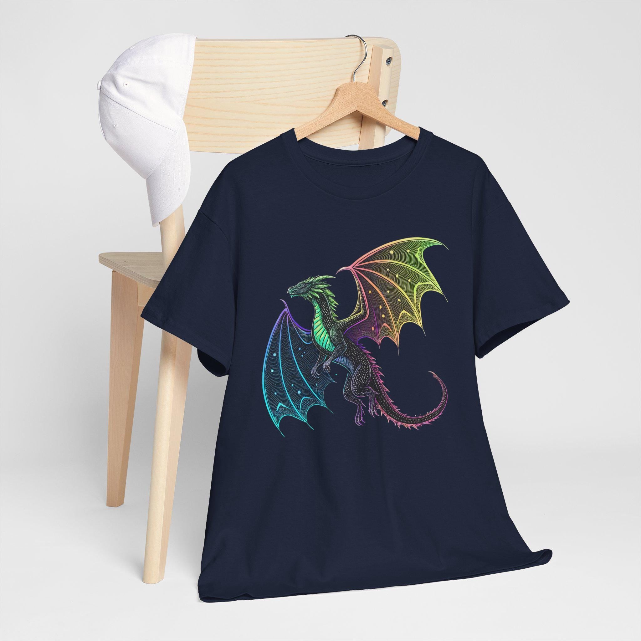 Cosmic Neon Dragon T-Shirt: Castlecore Medieval Fantasy Tee