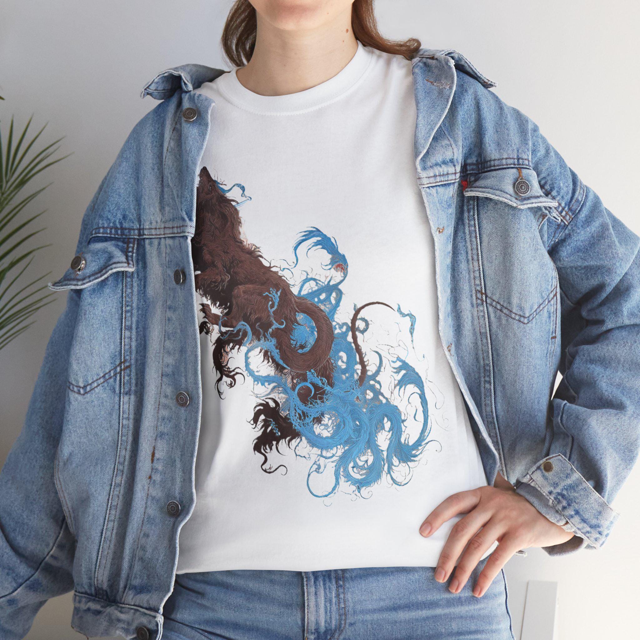 Blue Venom Mythical Bear Graphic Tee - Fantasy Unisex Cotton Shirt