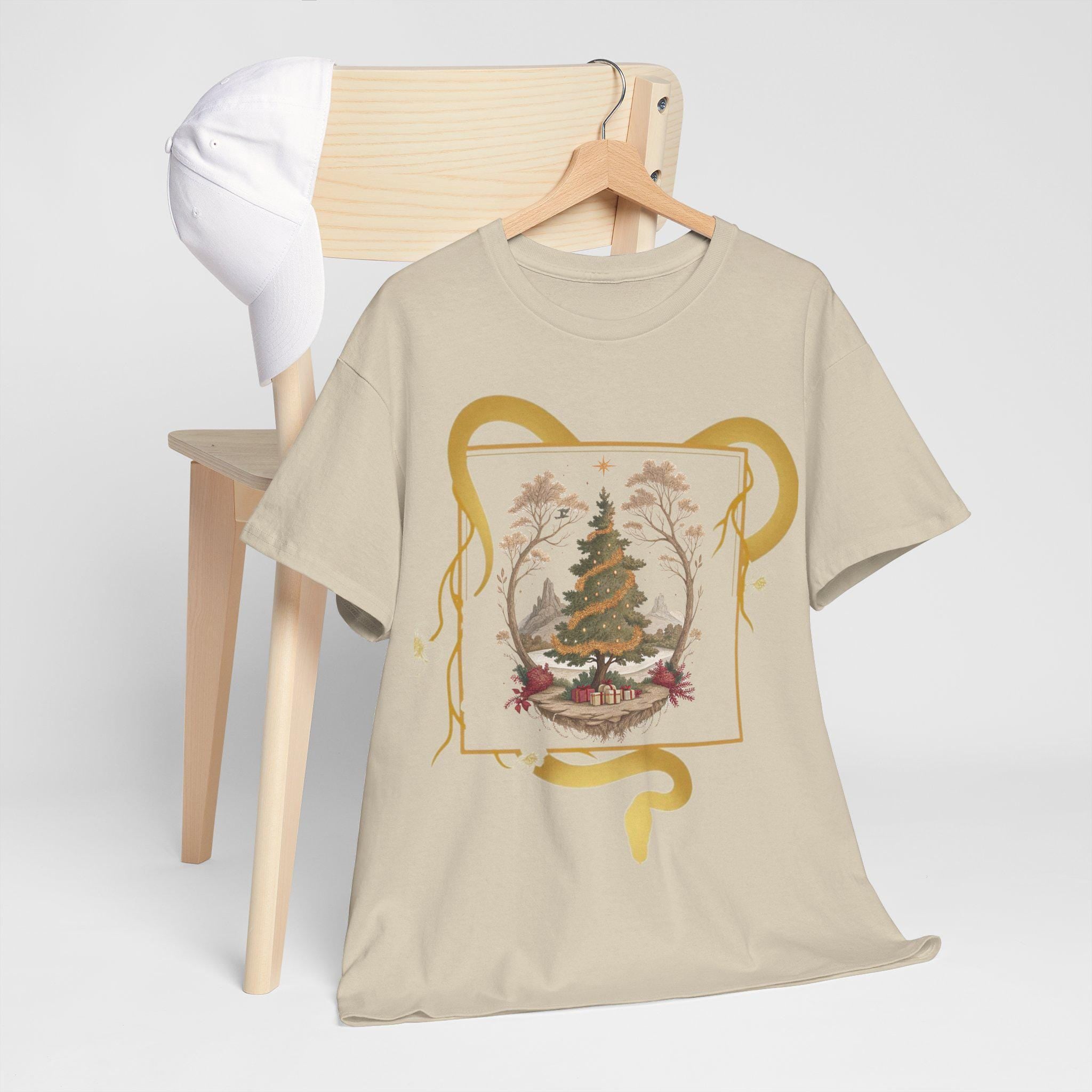 Yggdrasil Christmas Tree with World Serpent T-Shirt | Fantasy Norse Graphic Tee