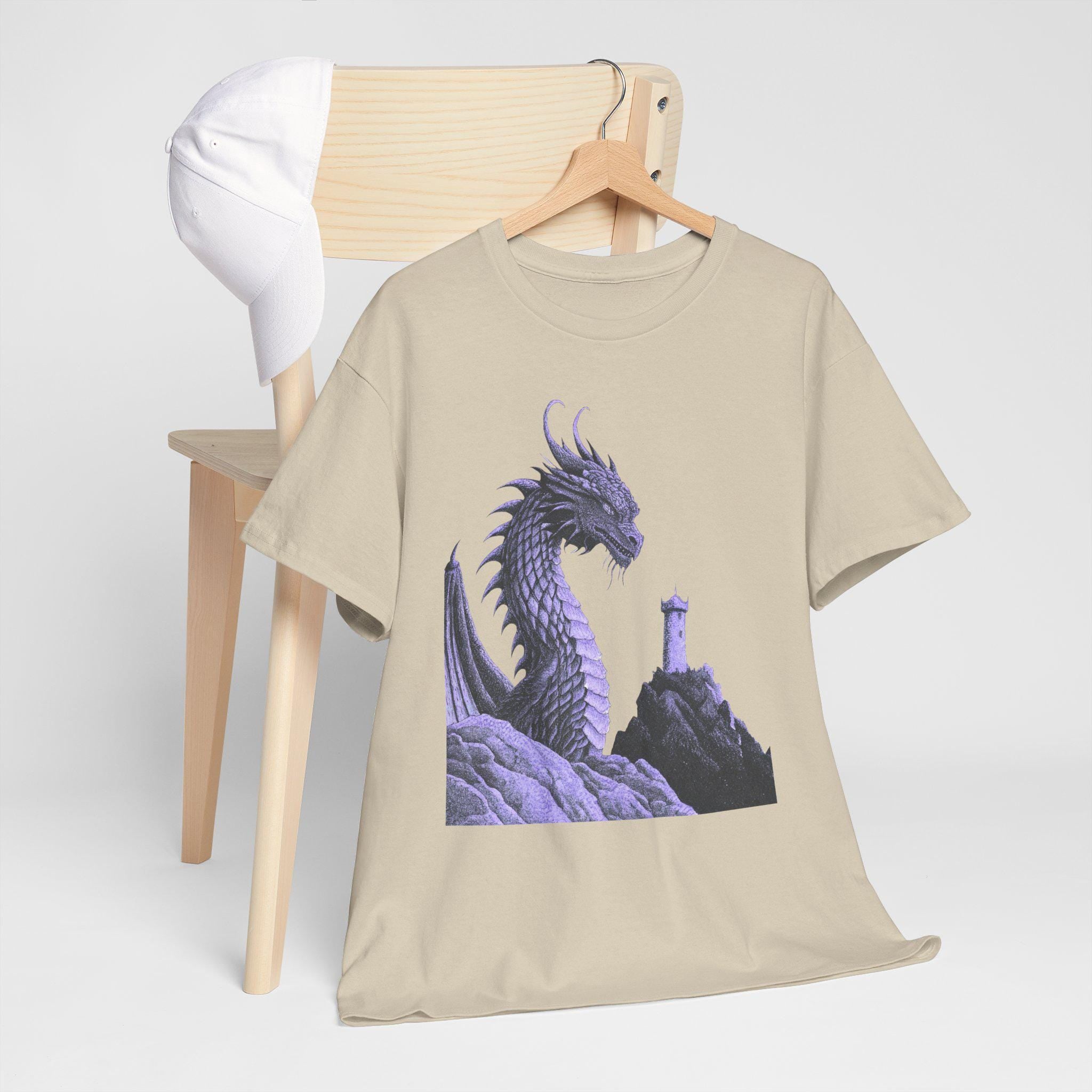 Dragon Graphic Tee: Monochromatic Medieval Fantasy Shirt