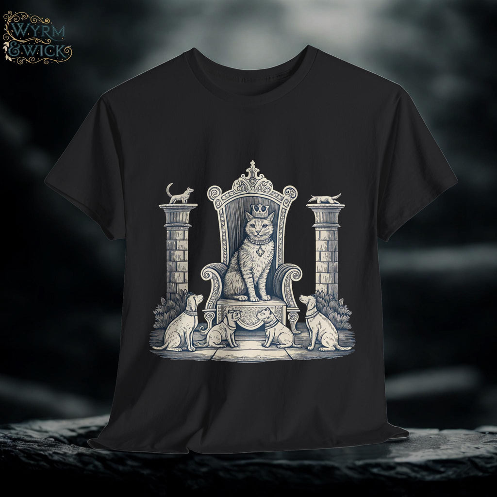 Cat Royalty Graphic Tee: King of Dogs Medieval Fantasy Shirt