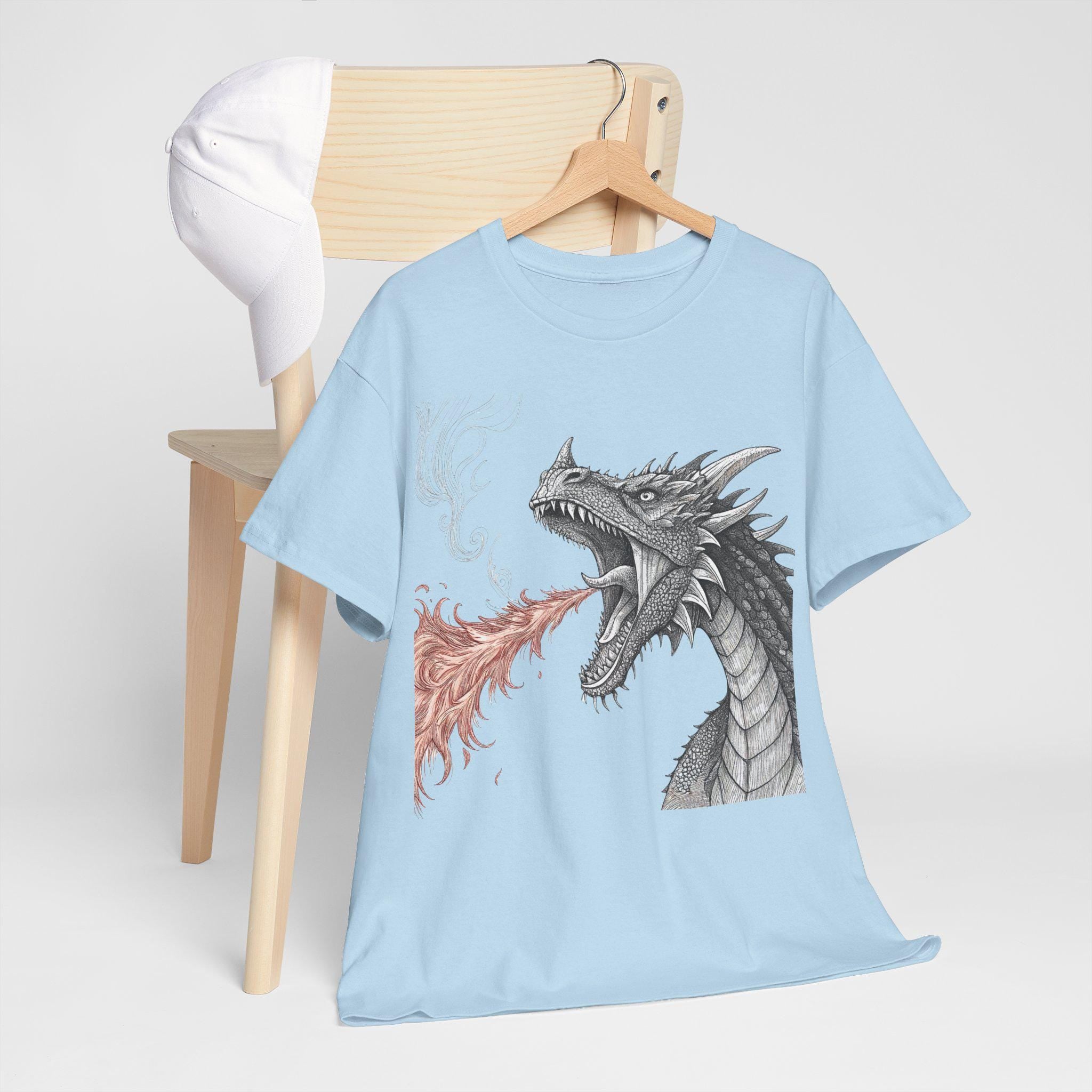Vintage Dragon Graphic Shirt: Hand-Drawn Fantasy Art
