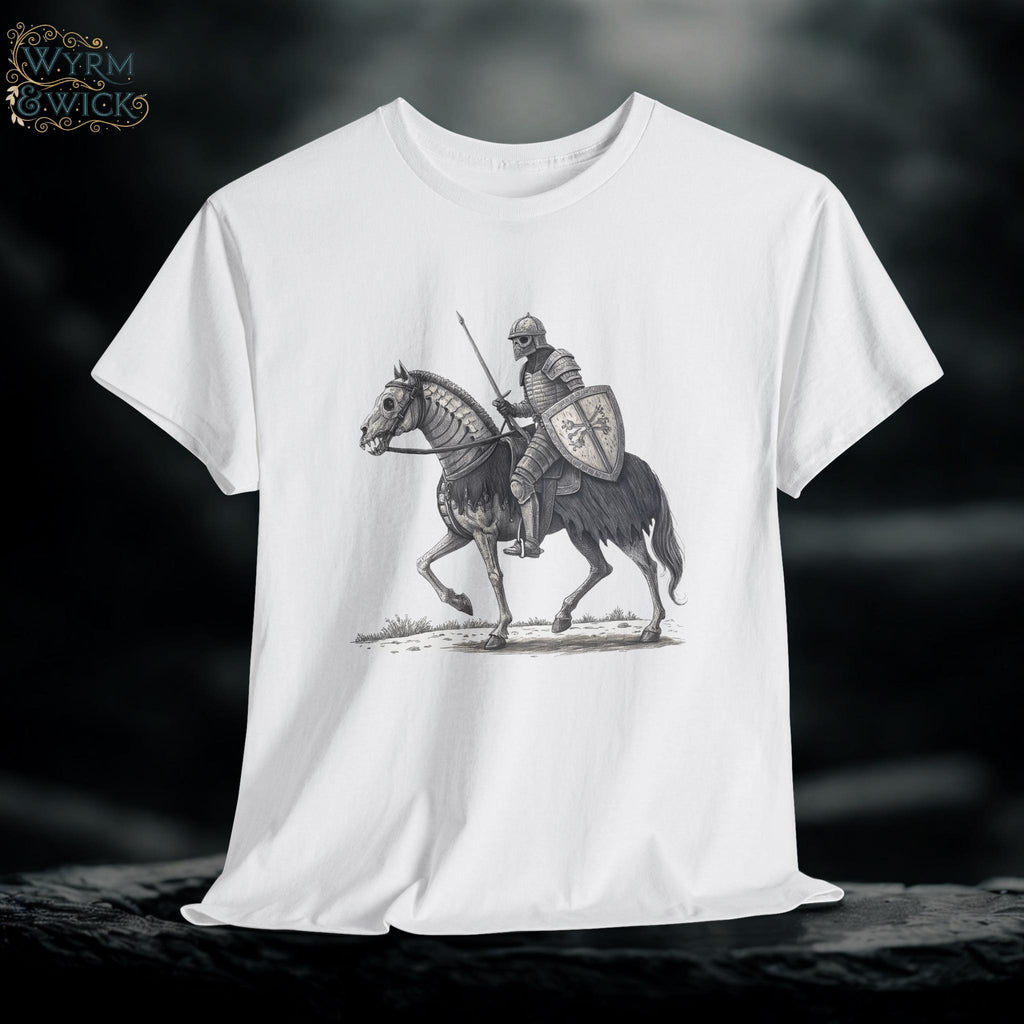 Undead Knight & Horse Graphic Tee: Fantasy Gothic T-Shirt