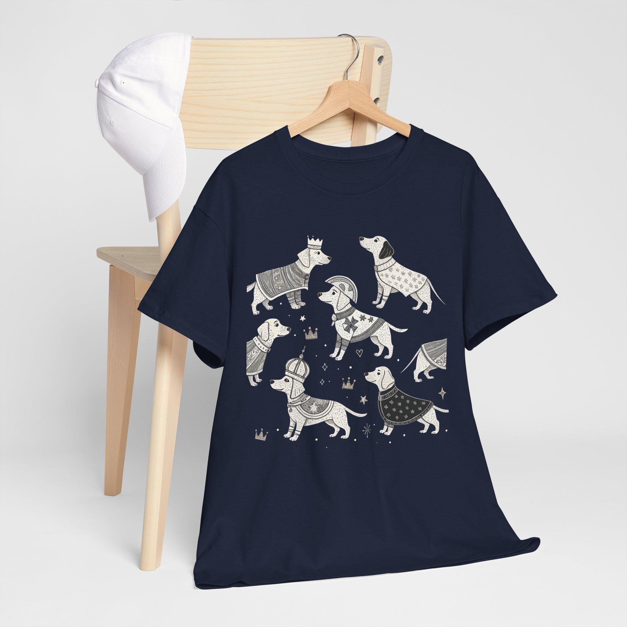 Medieval Dogs Graphic Tee: Renaissance Faire White Ink T-Shirt