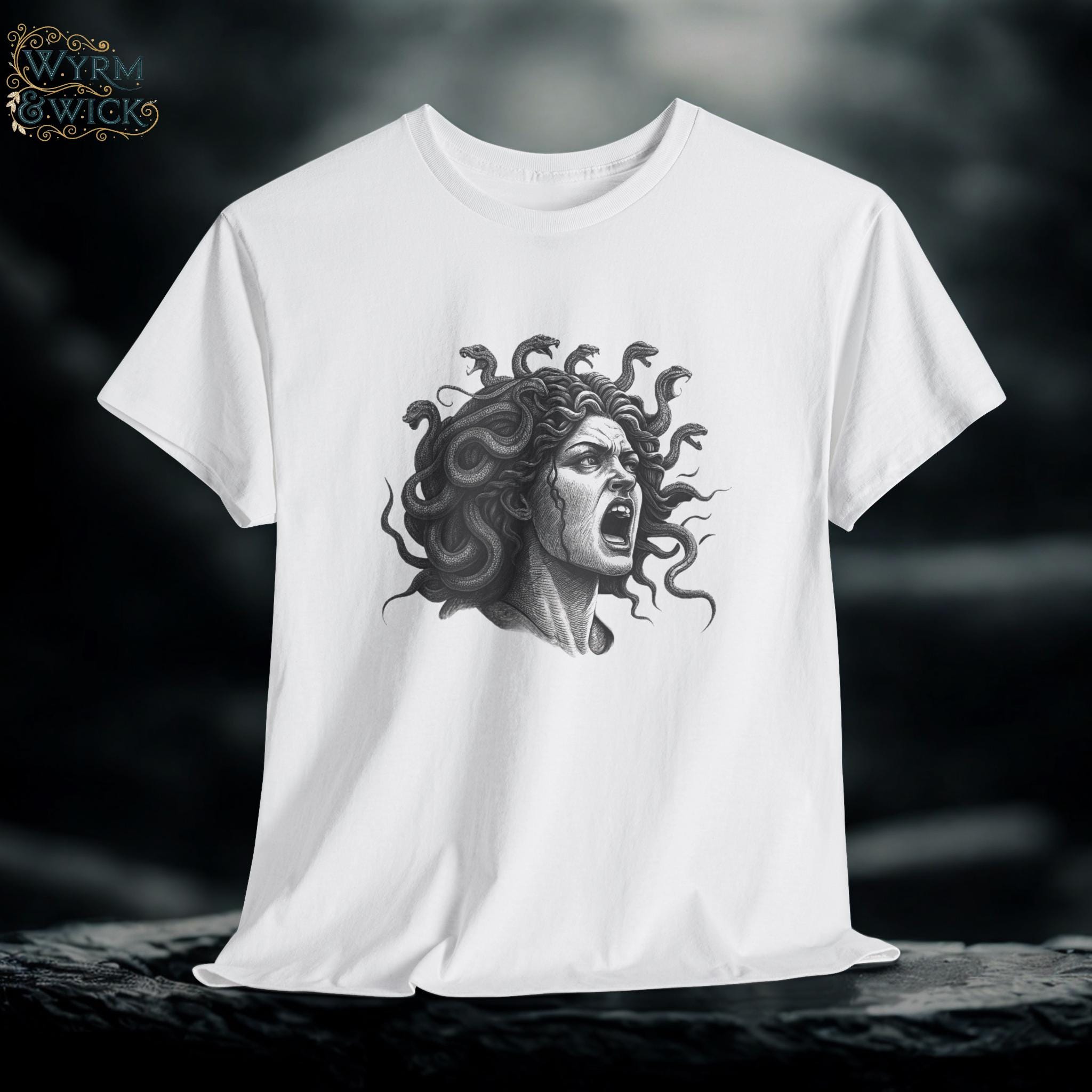 Medusa Graphic Tee: Vintage Mythology Serpent Shirt