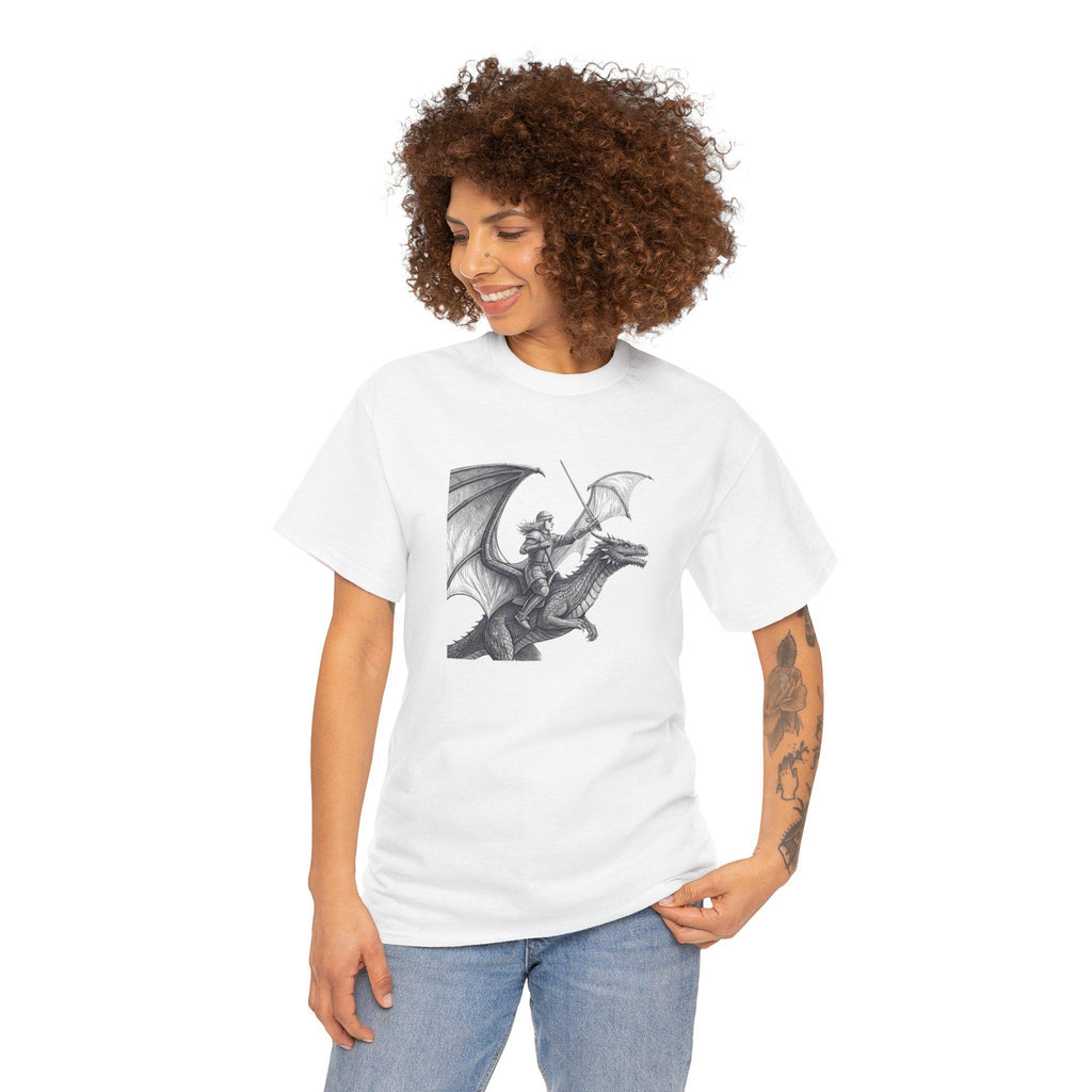 Dragonrider Graphic Tee: Mythical Fantasy Rider Cotton Shirt