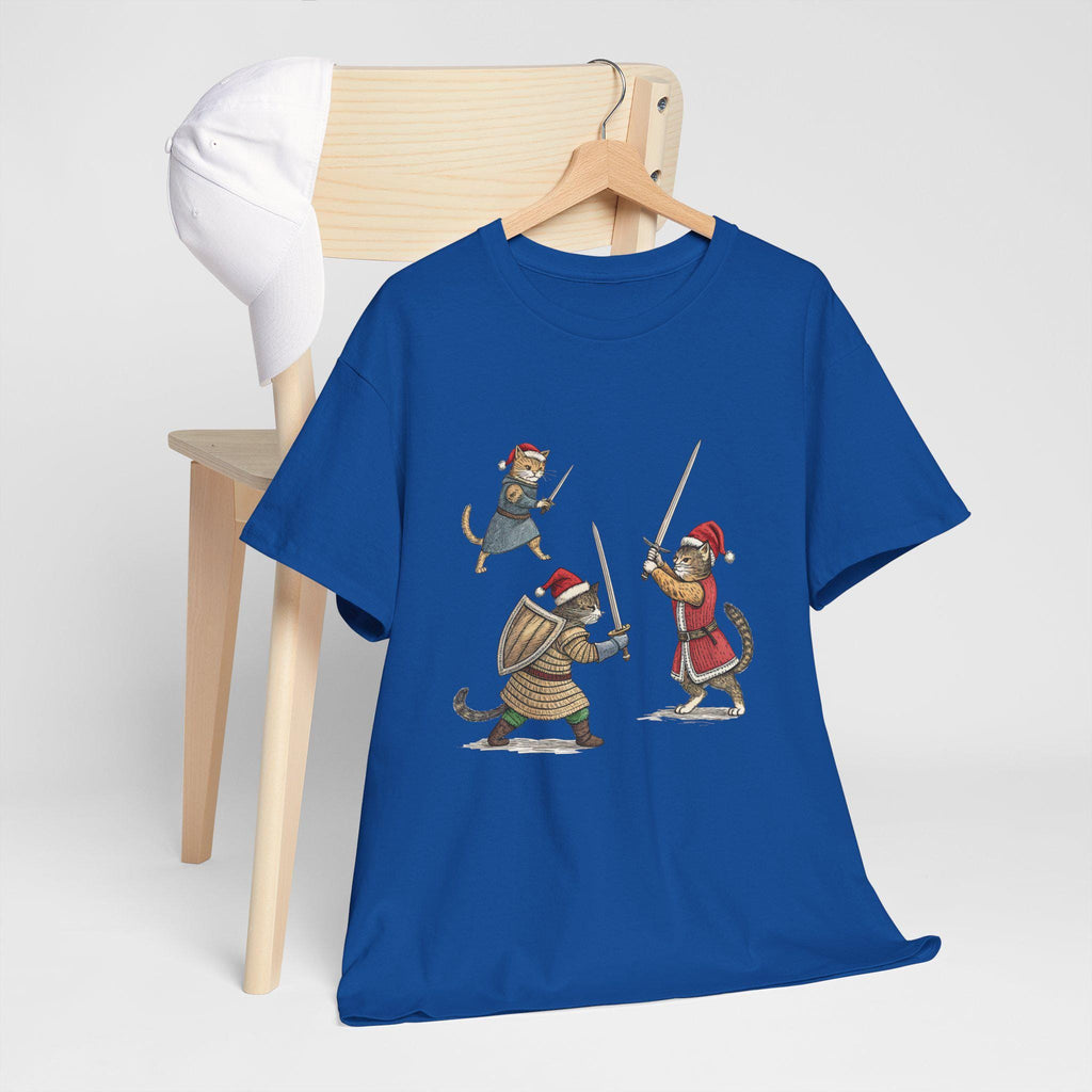 Christmas Medieval Cats Graphic Tee, Holiday Feline Shirt