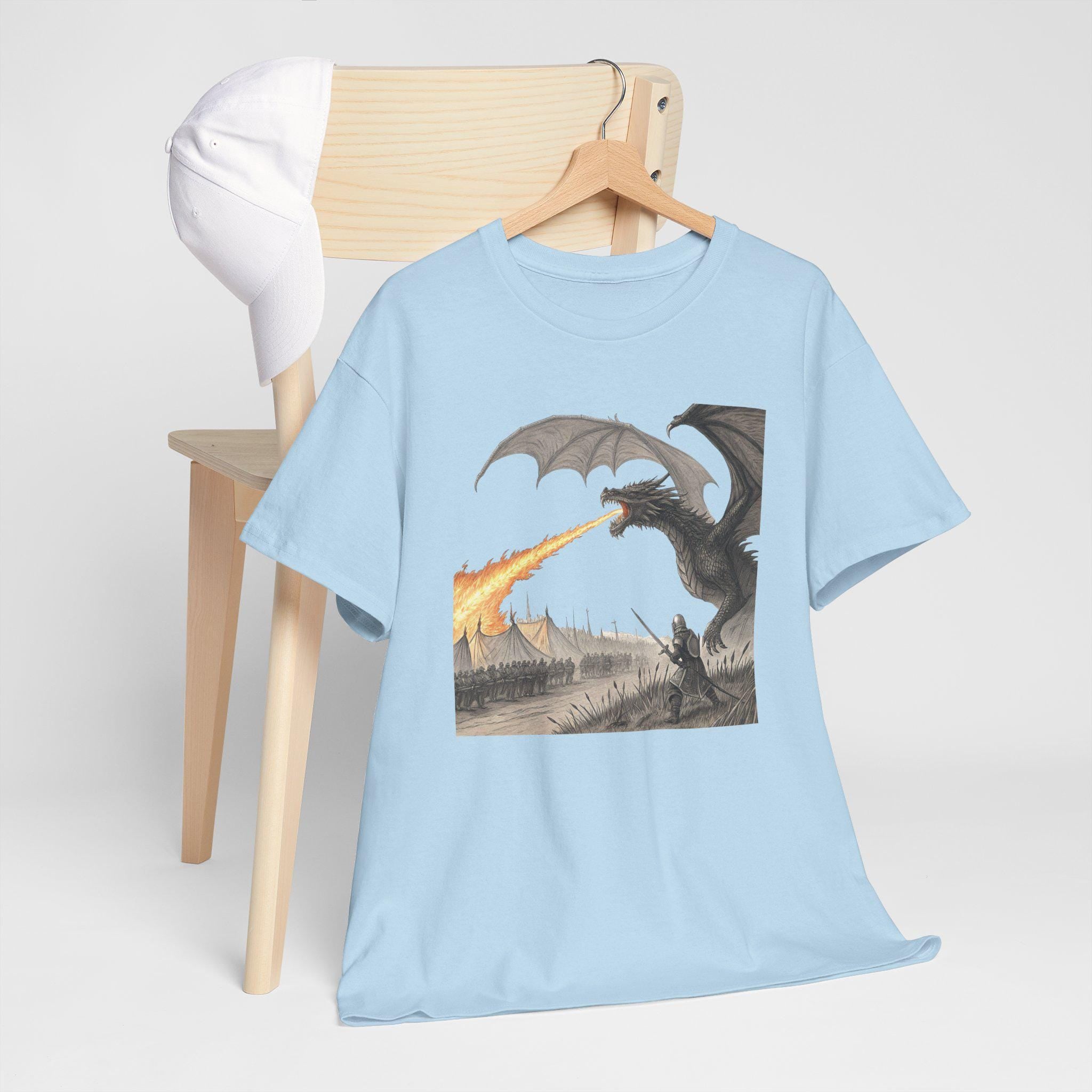 Dragon's Fire Graphic Tee: Mythical Cotton Dragon Shirt