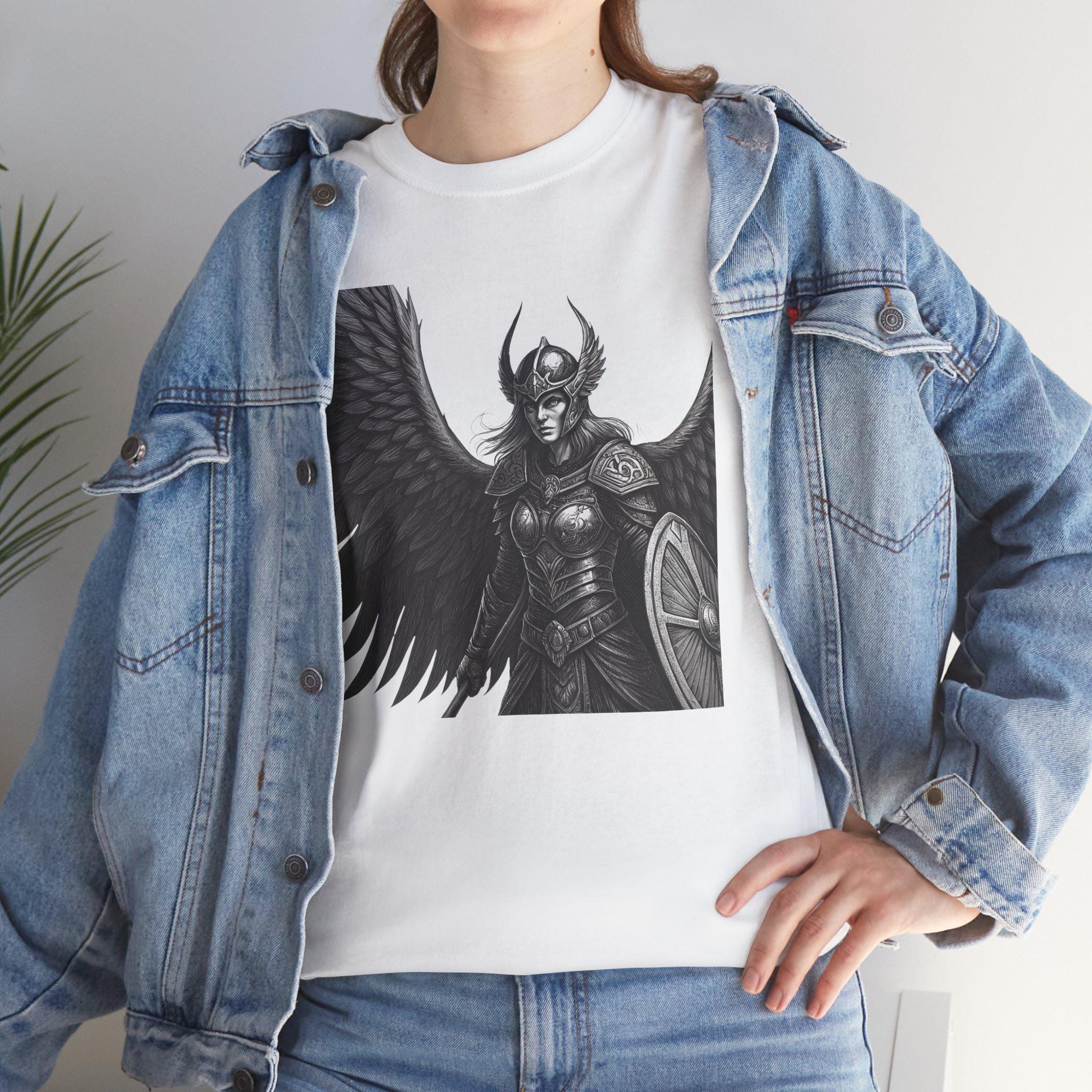 Dark Gothic Valkyrie T-Shirt: Hand-Drawn Medieval Fantasy Tee