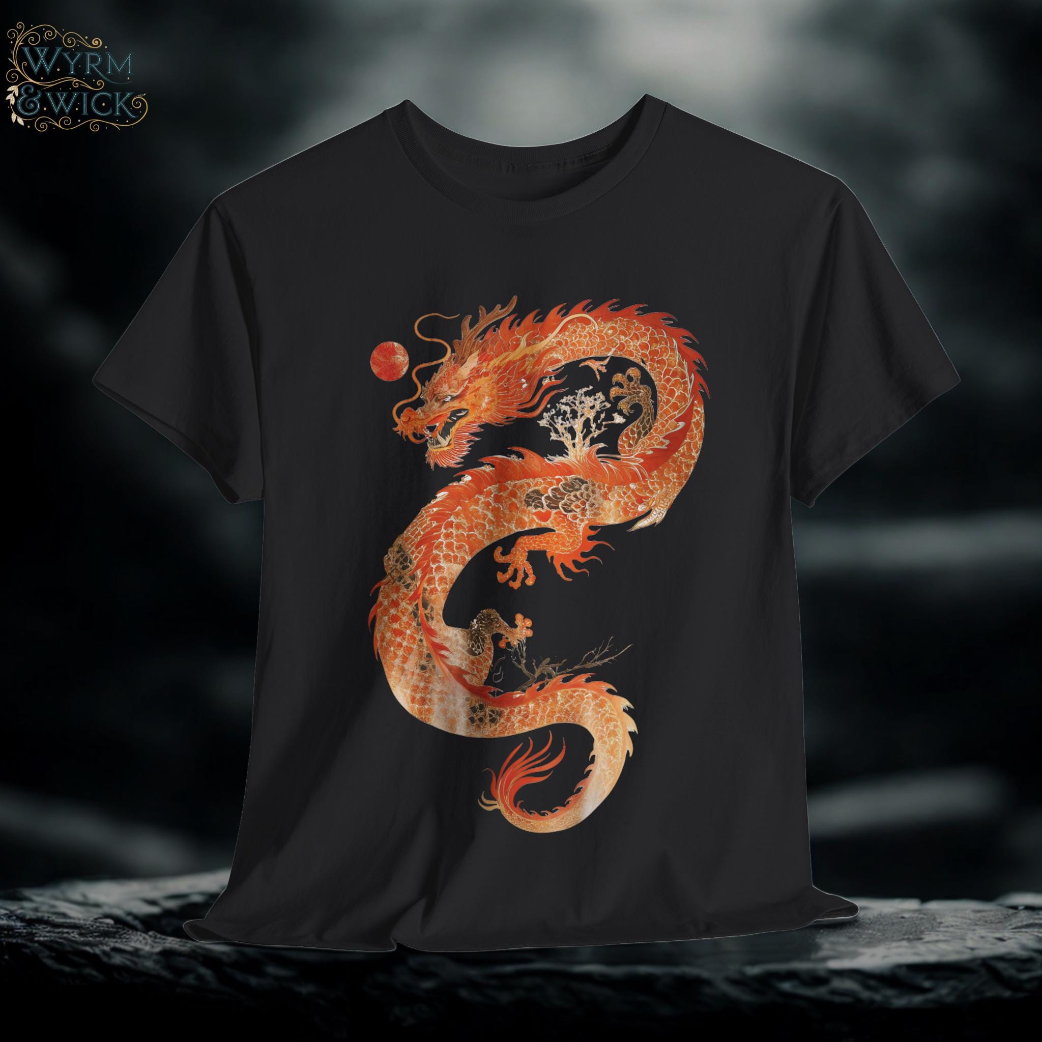 Japanese Dragon Graphic Tee: Mythical Fire-Breathing Unisex T-Shirt