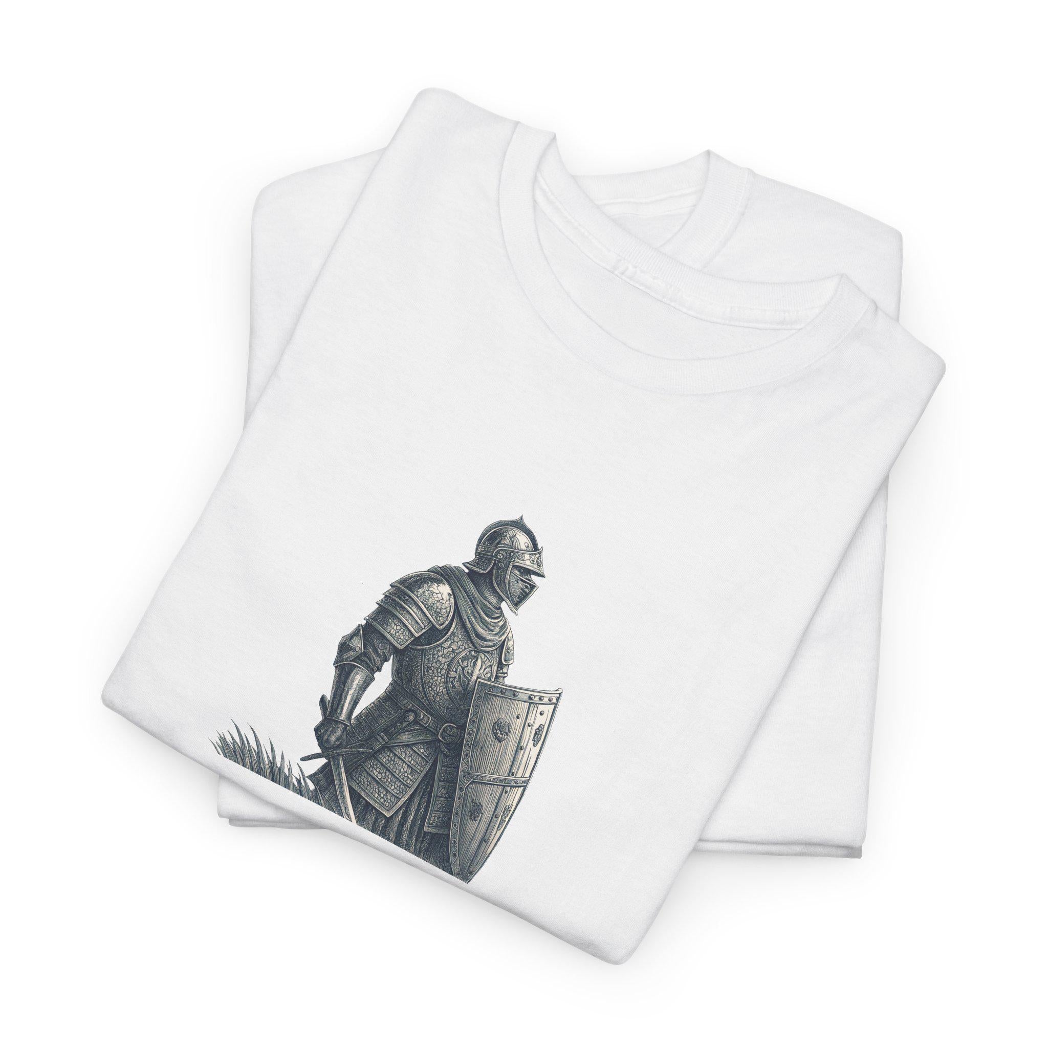 Armored Knight Unisex Cotton Tee: Battle-Ready Renaissance Style
