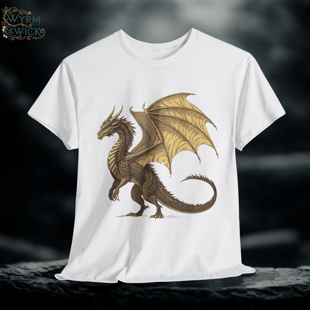 Golden Dragon Graphic Tee: Medieval Fantasy Shirt