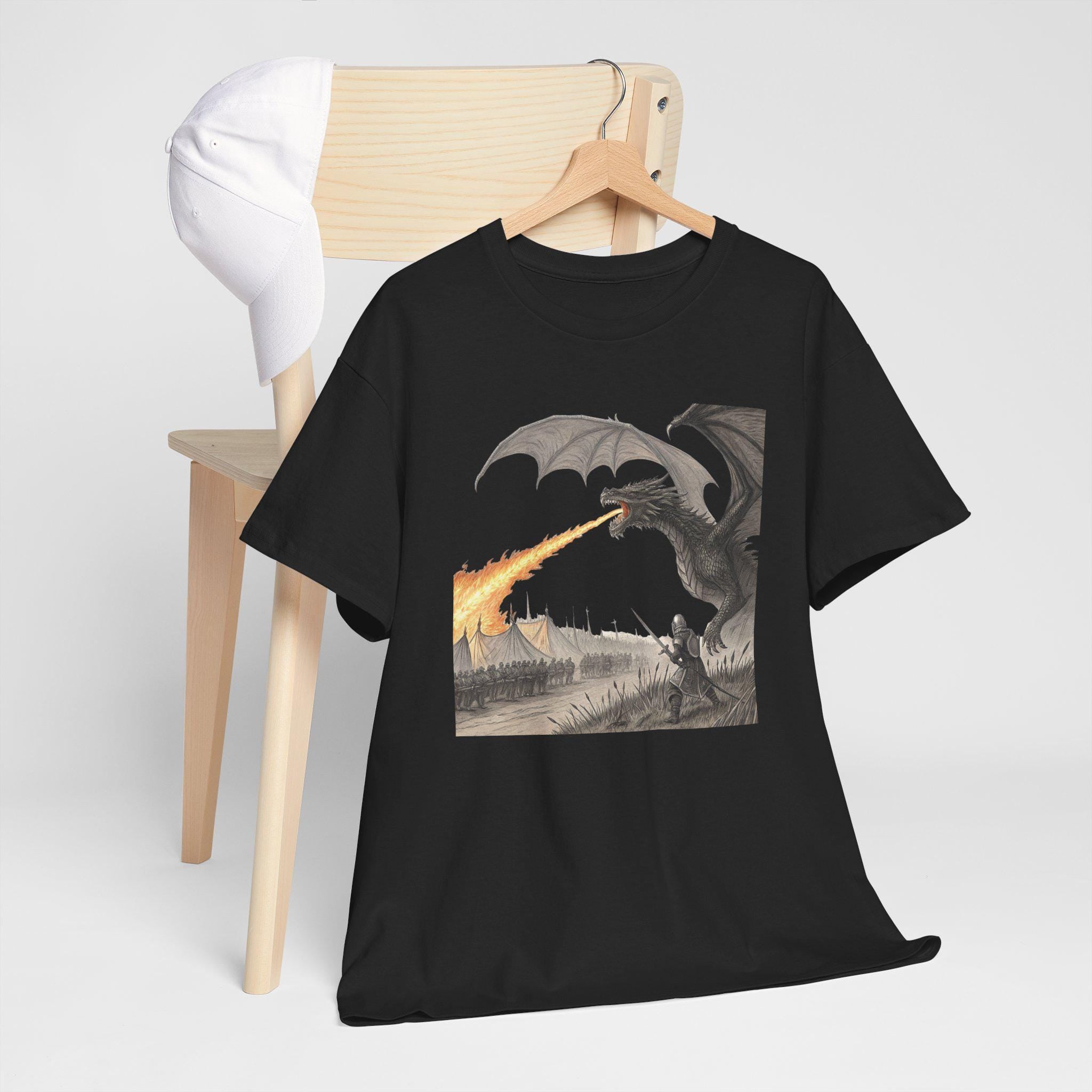Dragon's Fire Graphic Tee: Mythical Cotton Dragon Shirt