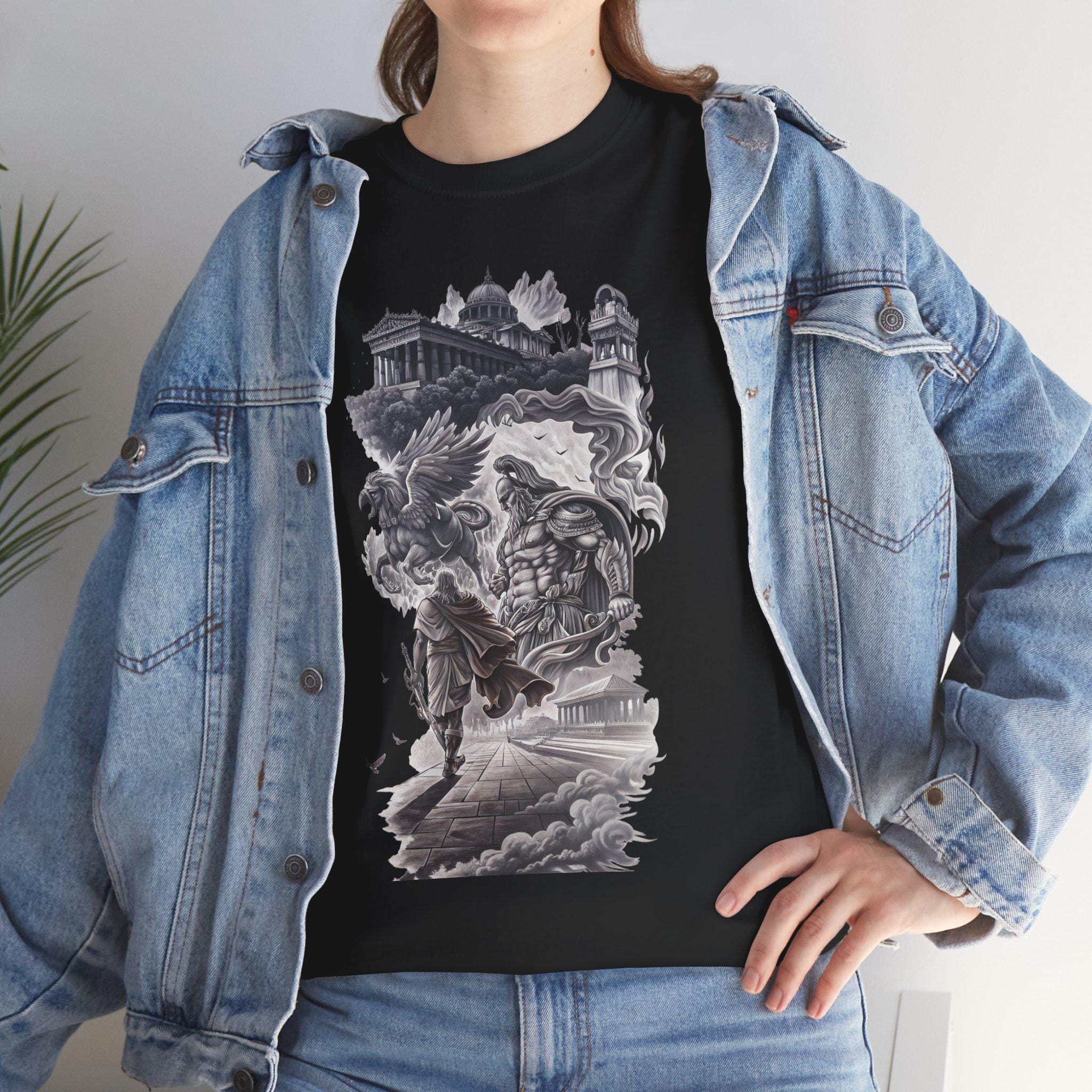 Greek Mythology Gothic Tattoo T-Shirt, Unisex Tee, Graphic Print Shirt, Mythical Clothing, Unique Apparel