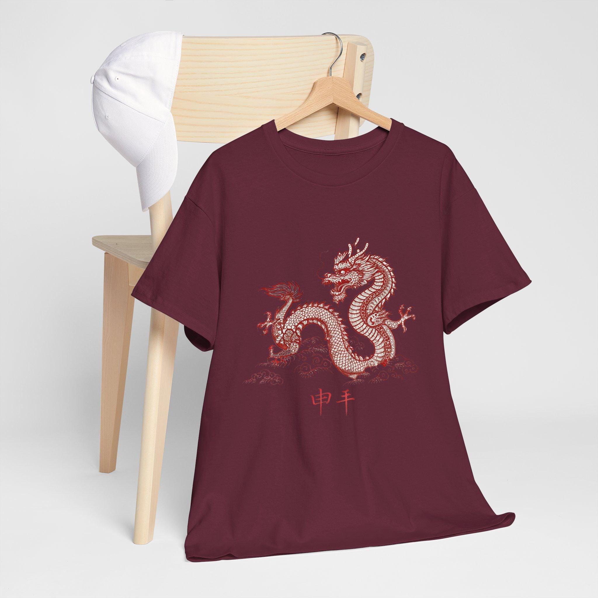Japanese Red Dragon Graphic Tee: Fantasy Mythical T-Shirt