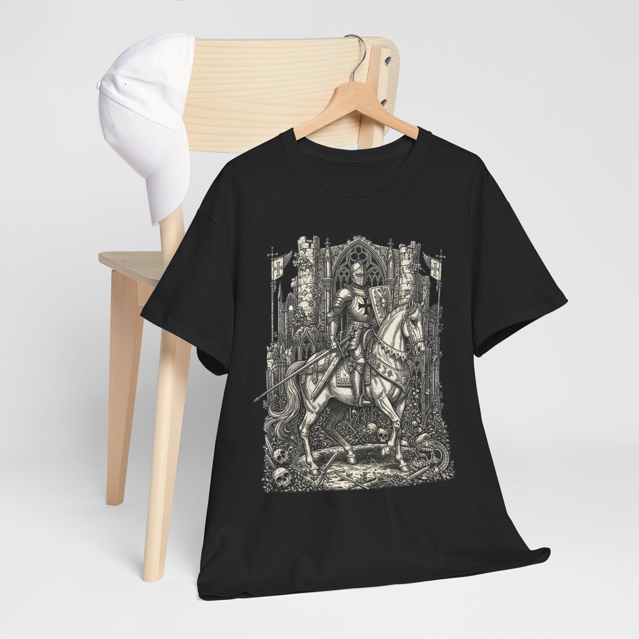 Knight Cavalry Riding Horse T-Shirt | Castlecore Medieval Armor Graphic Tee