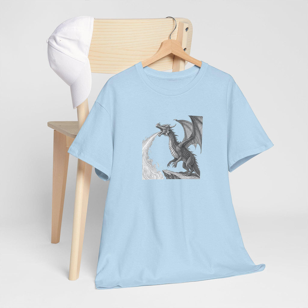 Dragon Breathing Fire Graphic Tee: Unisex Fantasy T-Shirt