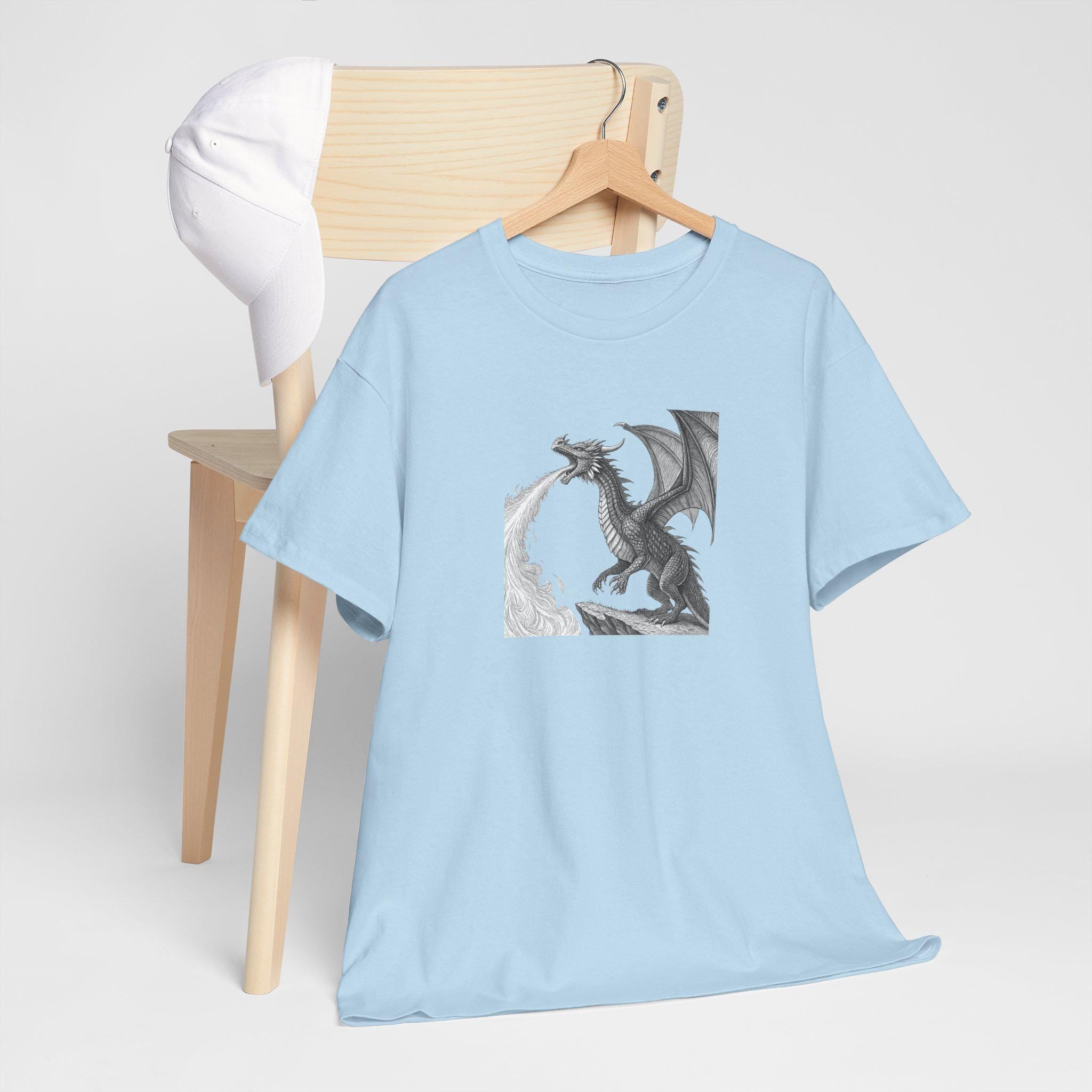 Dragon Breathing Fire Graphic Tee: Unisex Fantasy T-Shirt