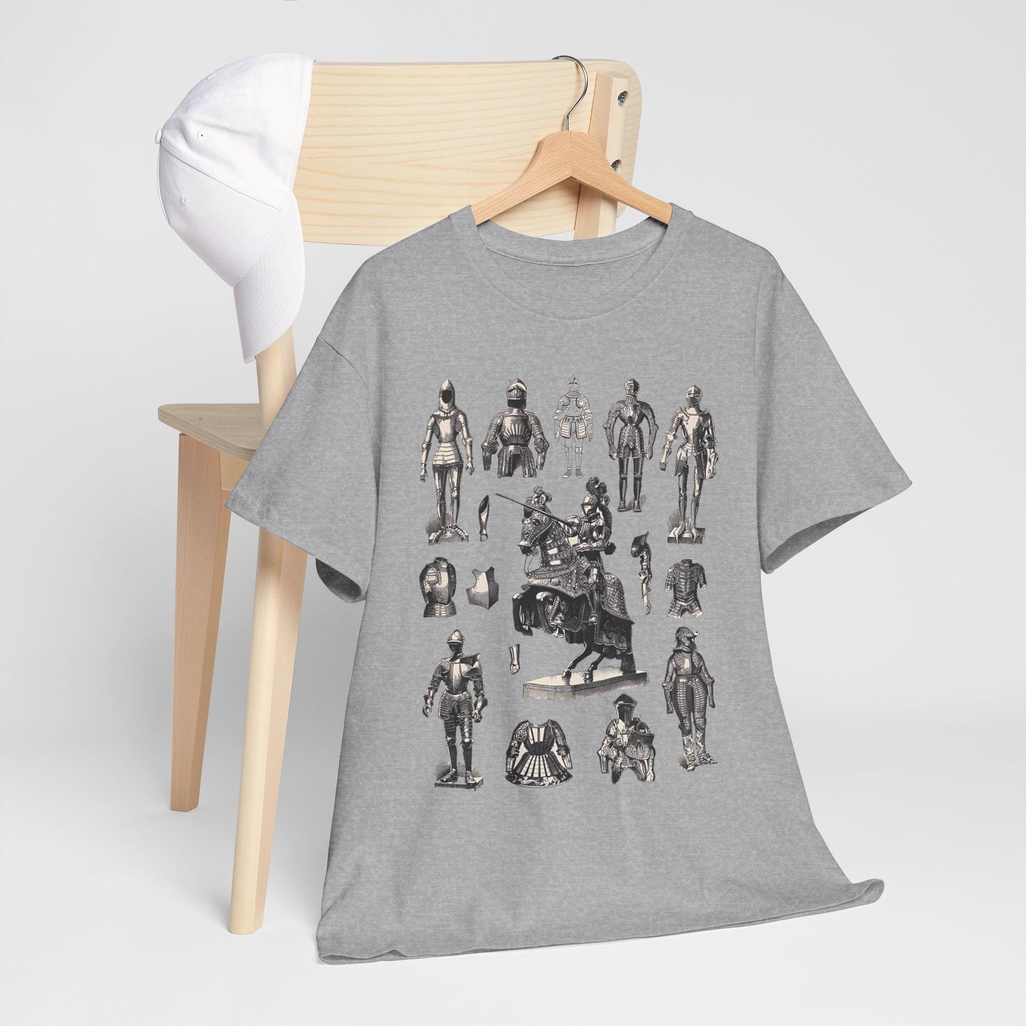 Medieval Knight Armor T-Shirt: Castlecore Line Drawing Design