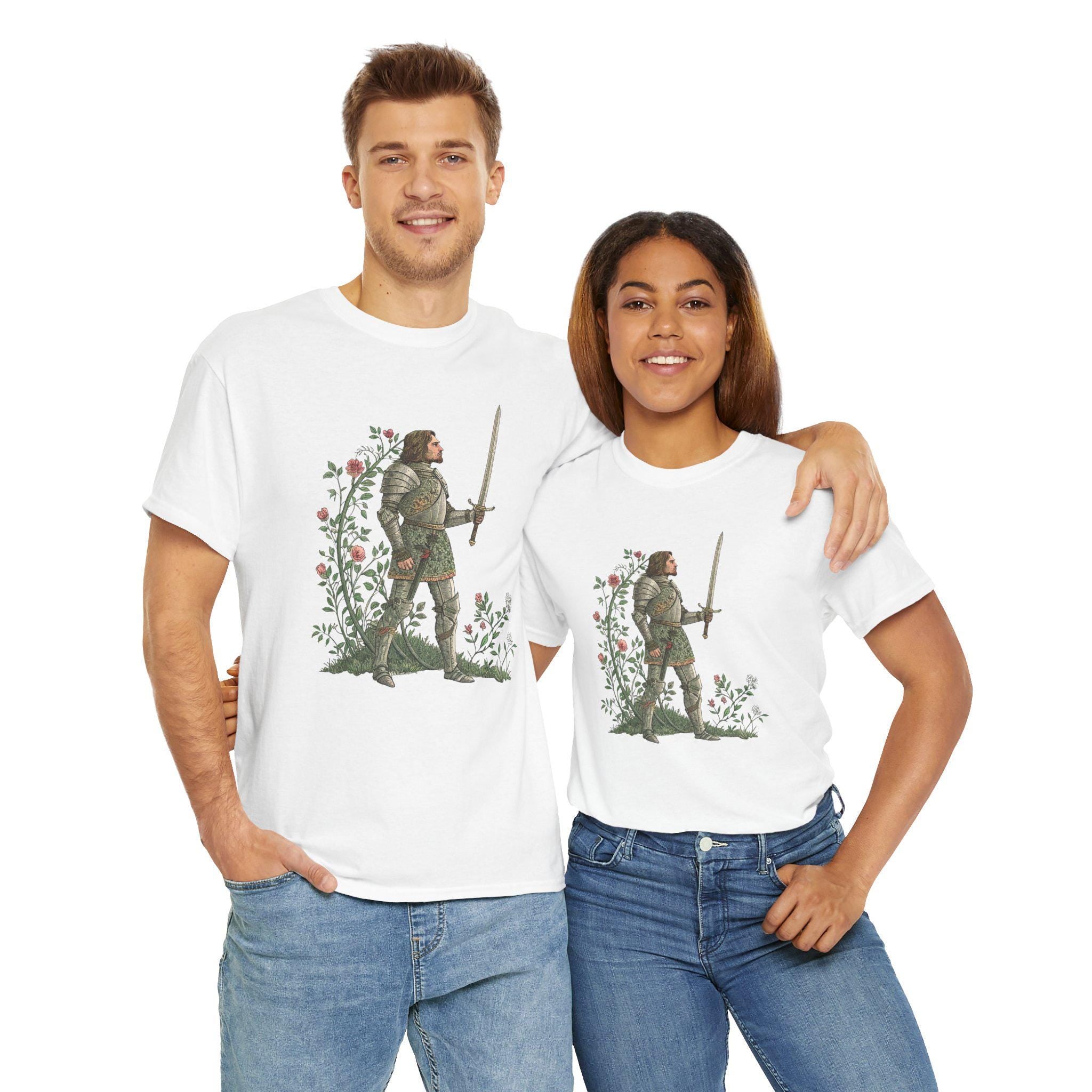 Castlecore Flower Knight Graphic Tee: Medieval Fantasy Unisex Shirt