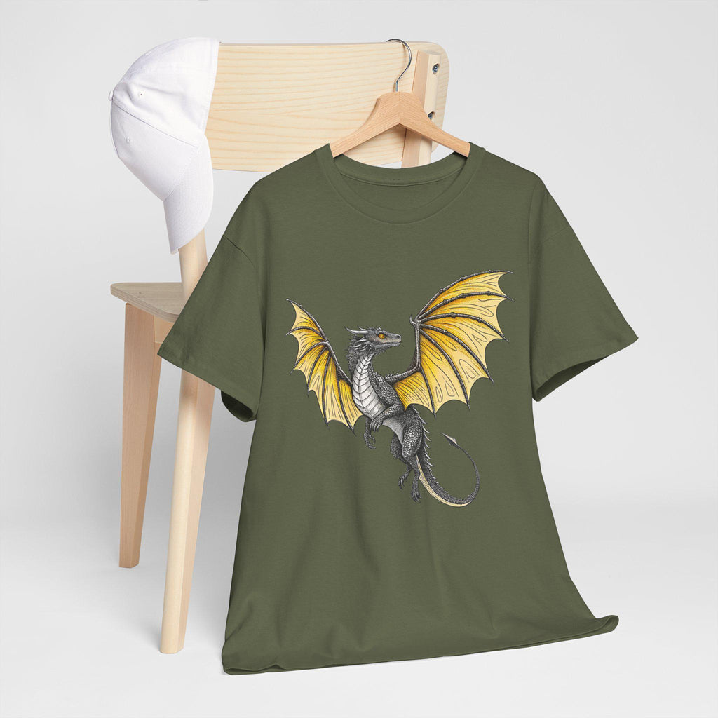 Yellow Dragon Graphic Tee: Medieval Fantasy Unisex T-Shirt