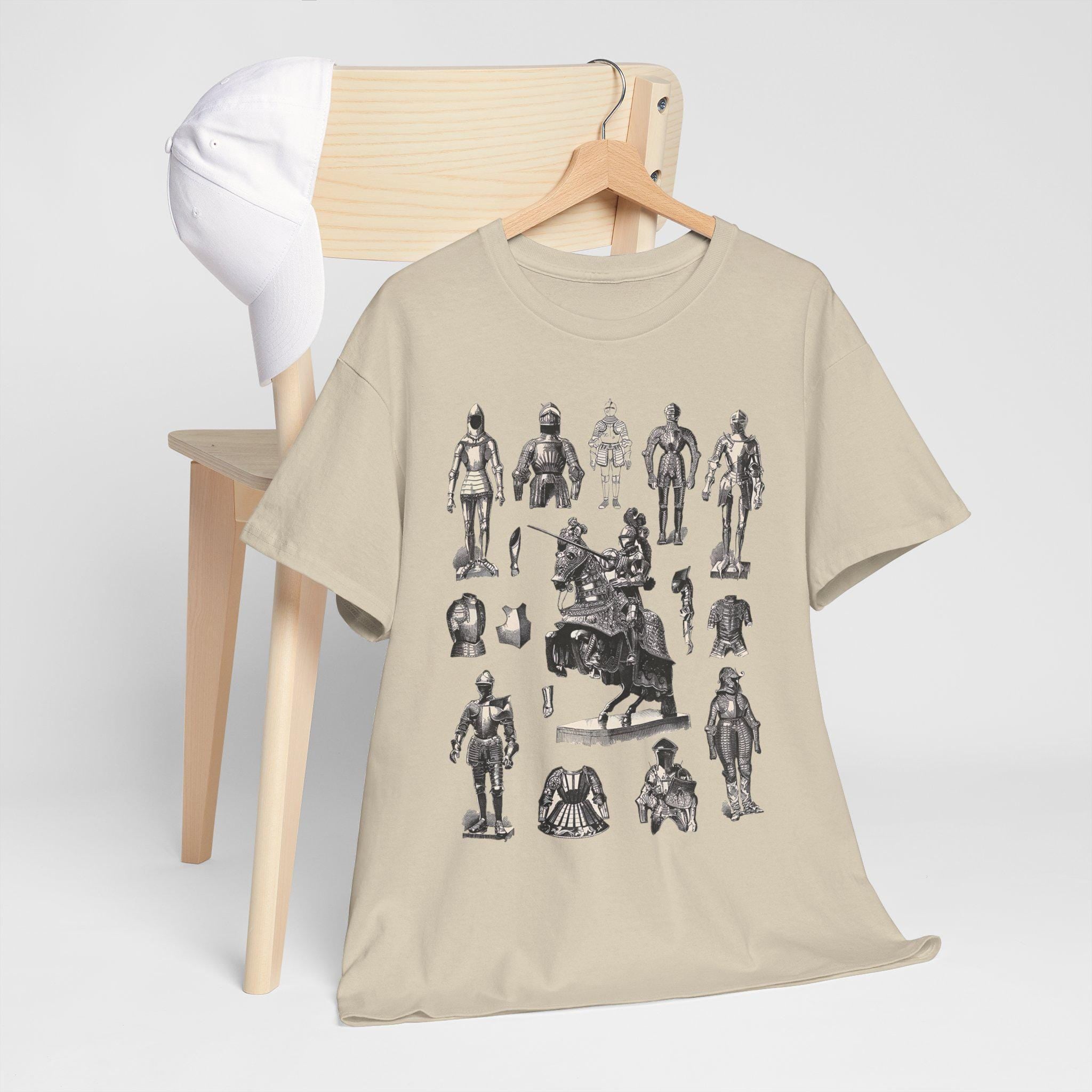 Medieval Knight Armor T-Shirt: Castlecore Line Drawing Design