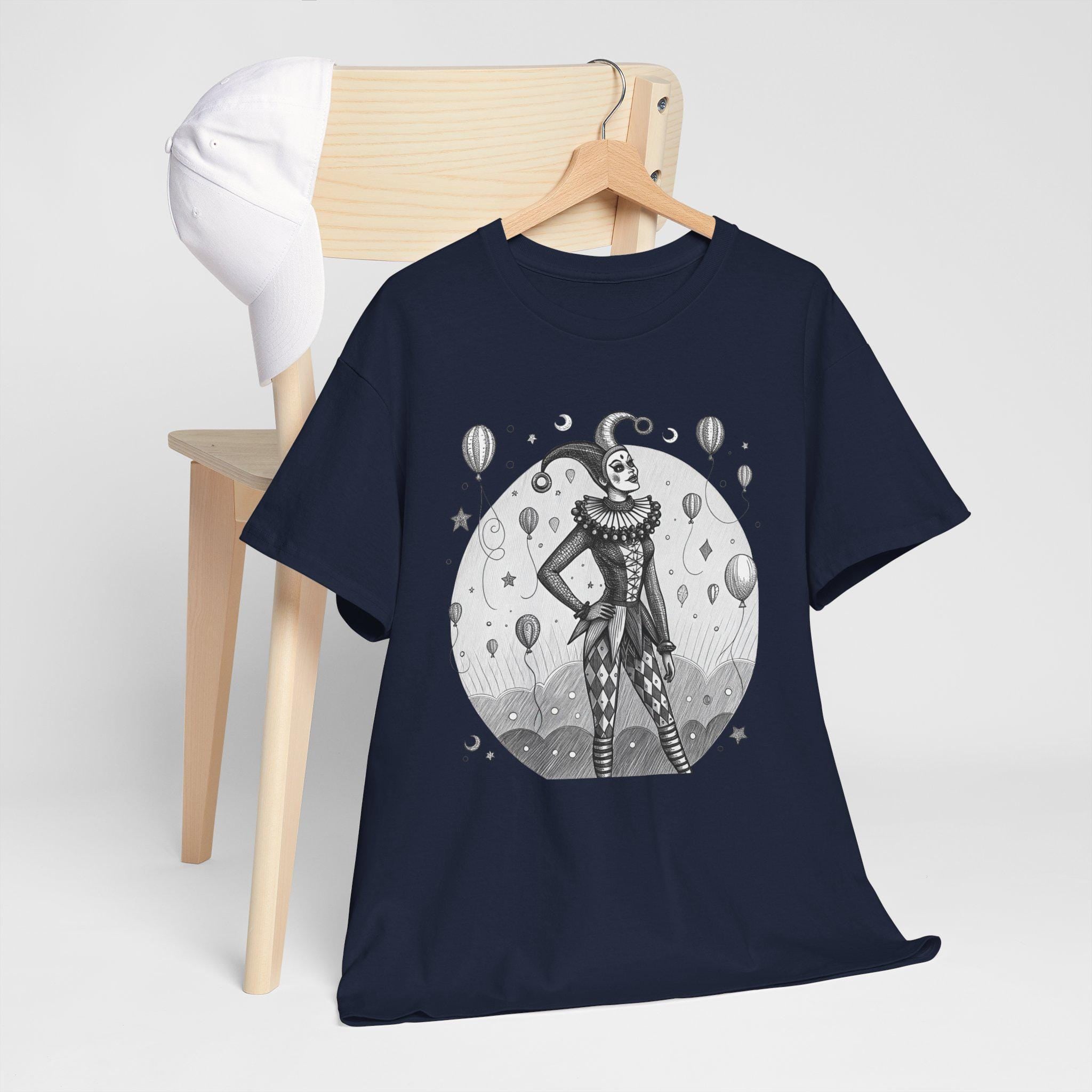 Female Harlequin Jester Graphic Tee: Medieval Renaissance Costume