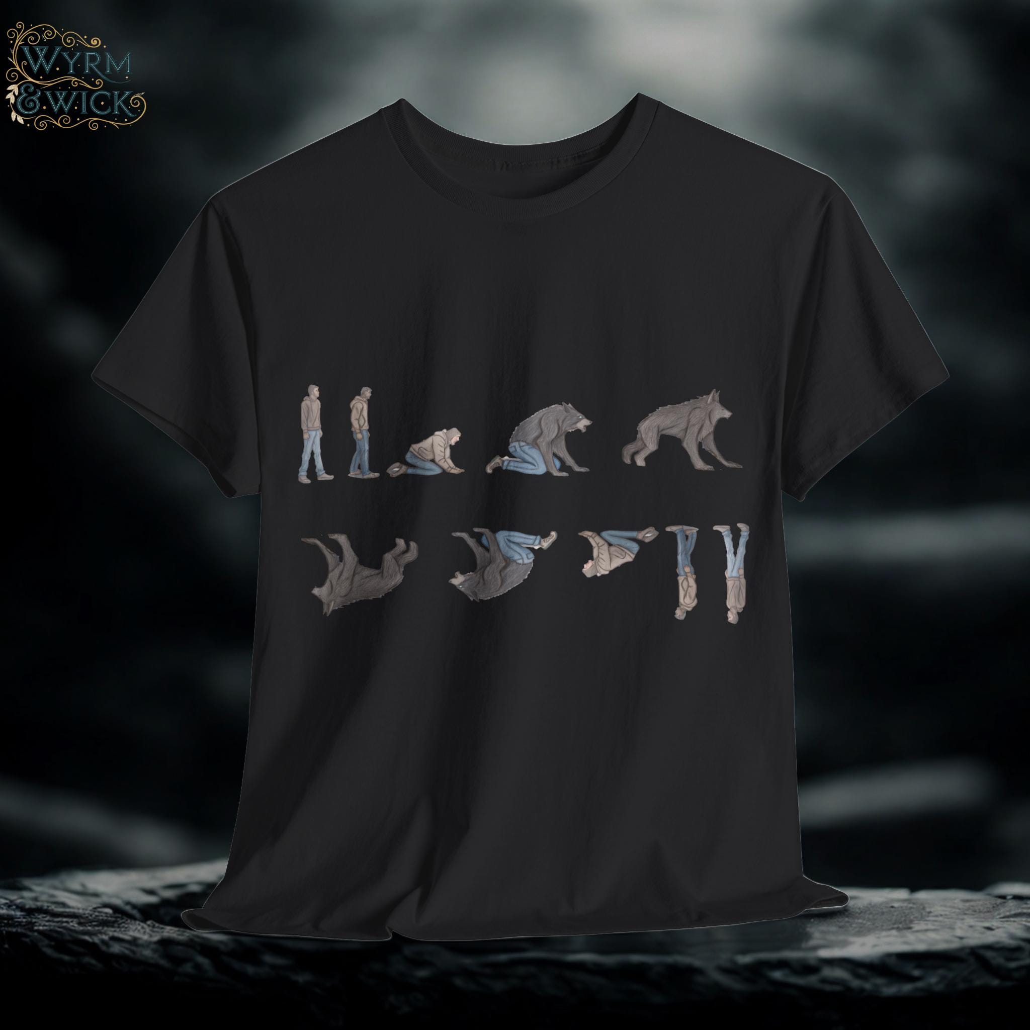 Werewolf Transformation Graphic Tee: Hand-Drawn Halloween Unisex Top