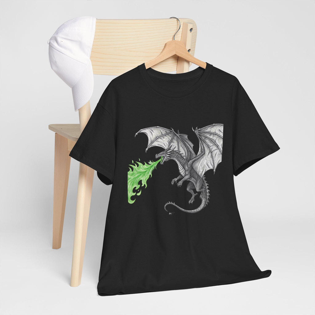 Dragon Breathing Fire Graphic Tee: Medieval Fantasy Unisex T-Shirt